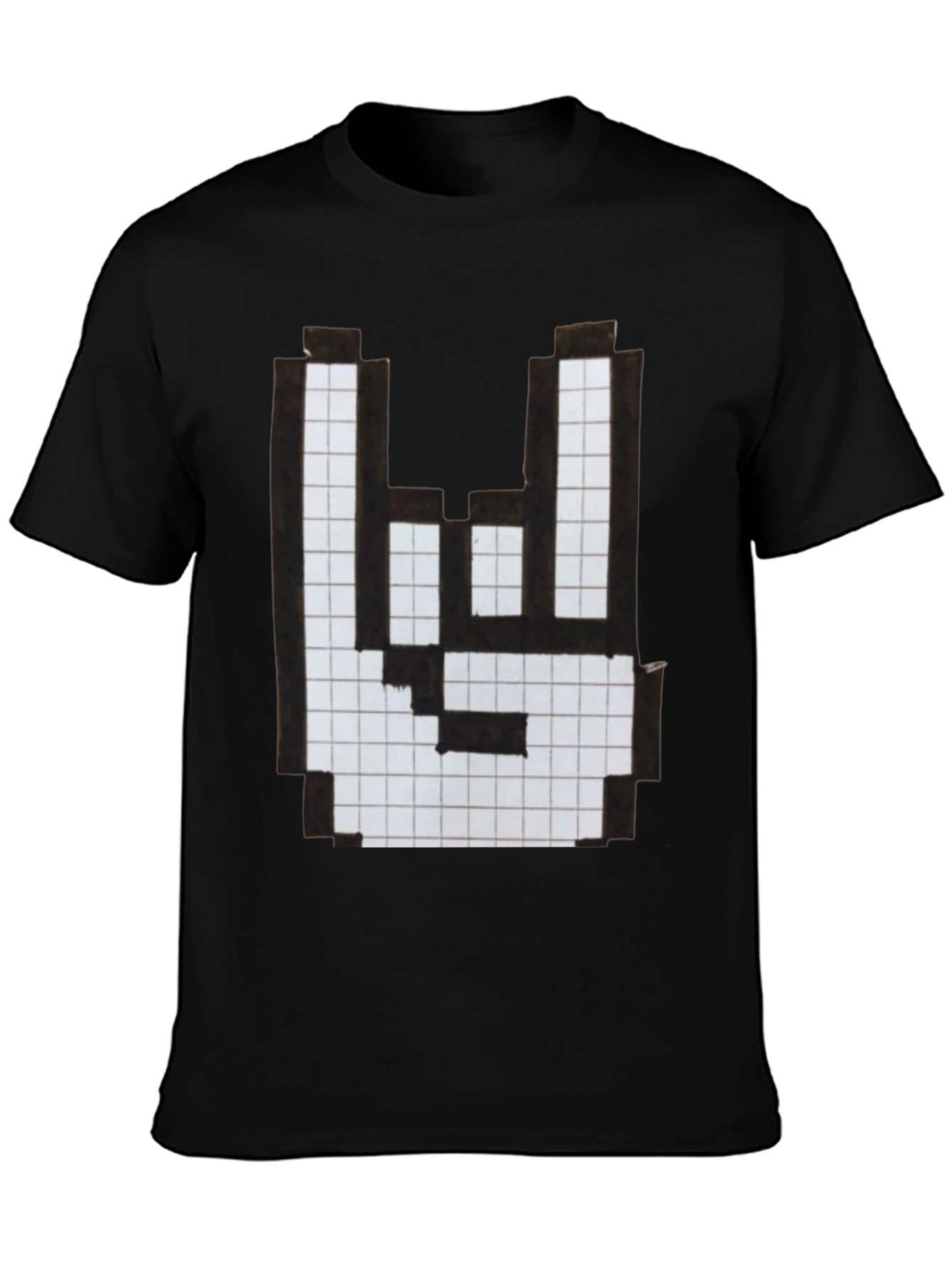 Rock On Pixel Art Graphic T-Shirt - Black