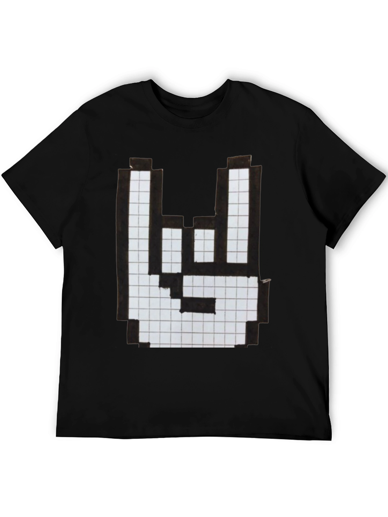 Rock On Pixel Art Graphic T-Shirt - Black
