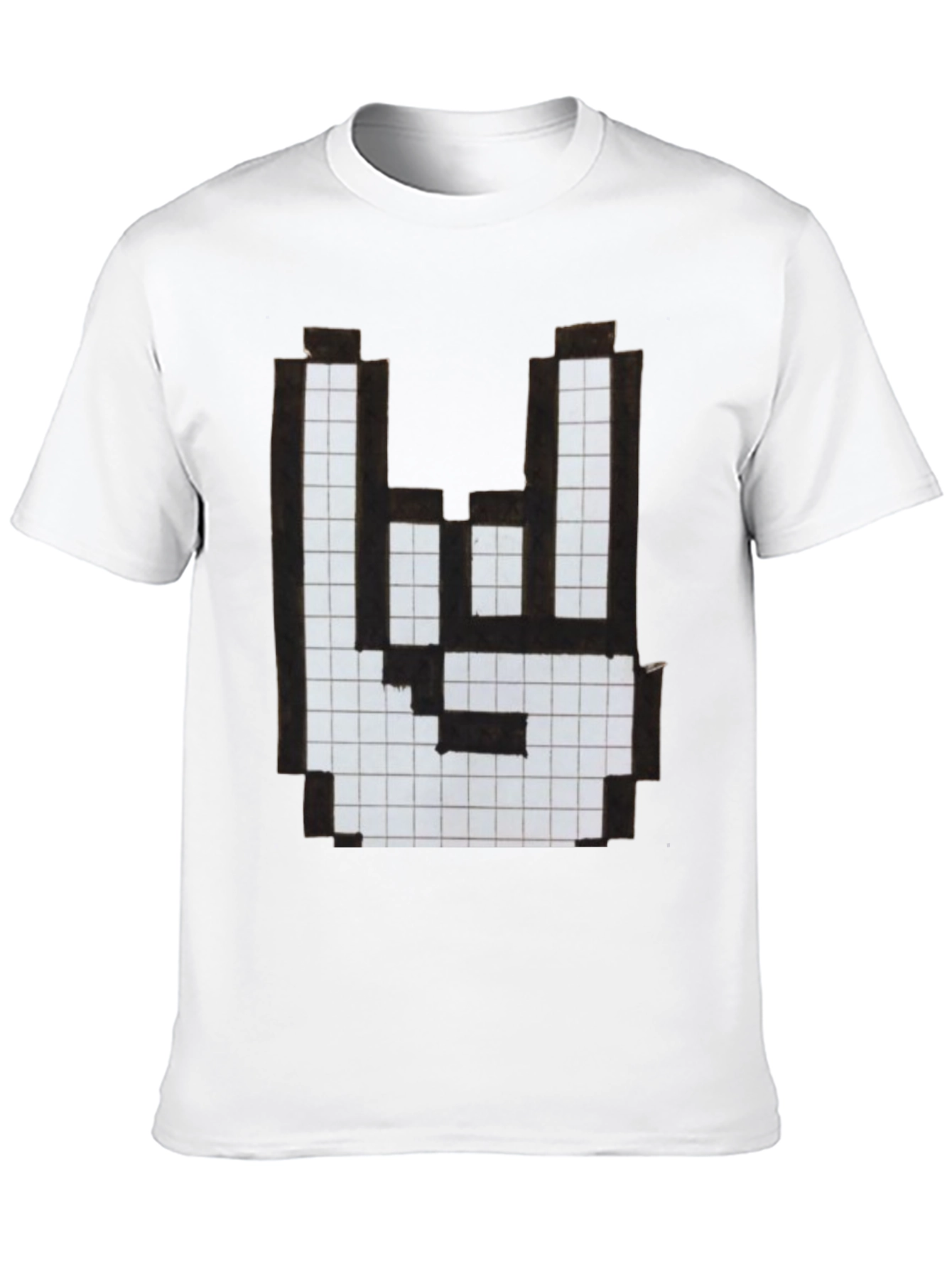 Rock On Pixel Art Graphic T-Shirt - Black