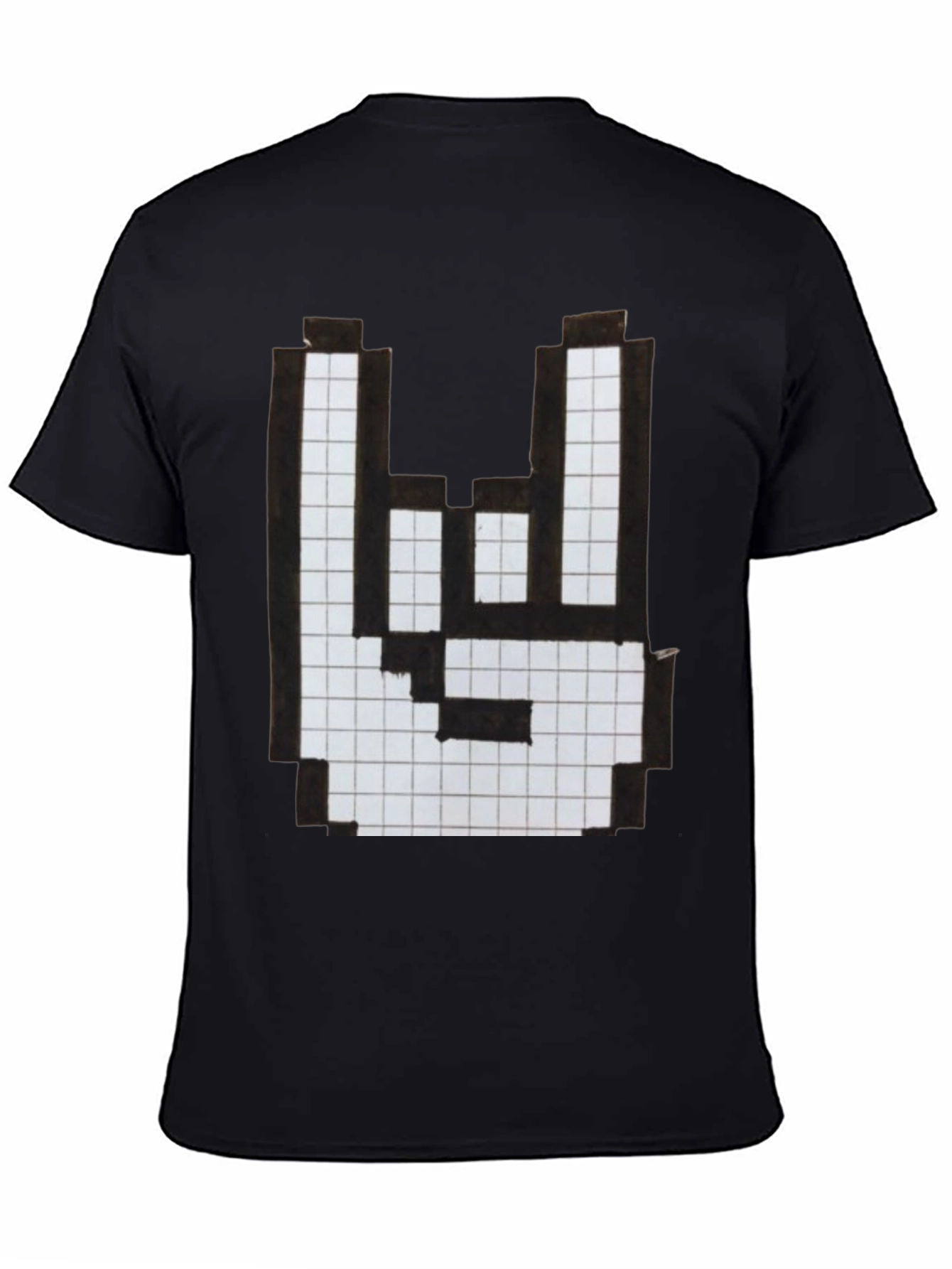 Rock On Pixel Art Graphic T-Shirt - Black