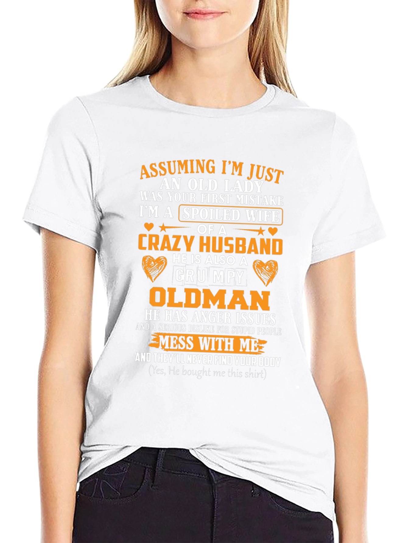 Spoiled Wife Grumpy Oldman Husband Graphic Tee