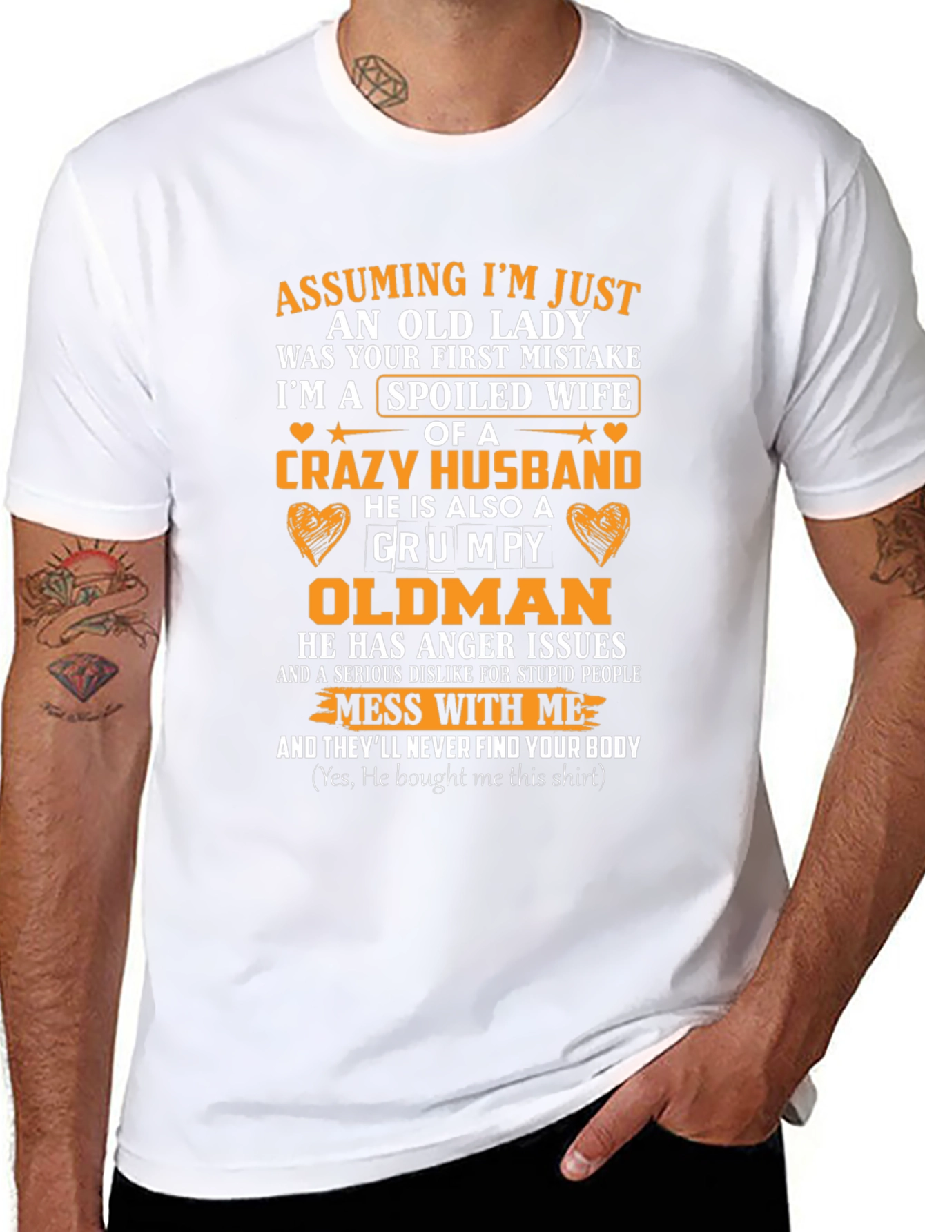 Spoiled Wife Grumpy Oldman Husband Graphic Tee