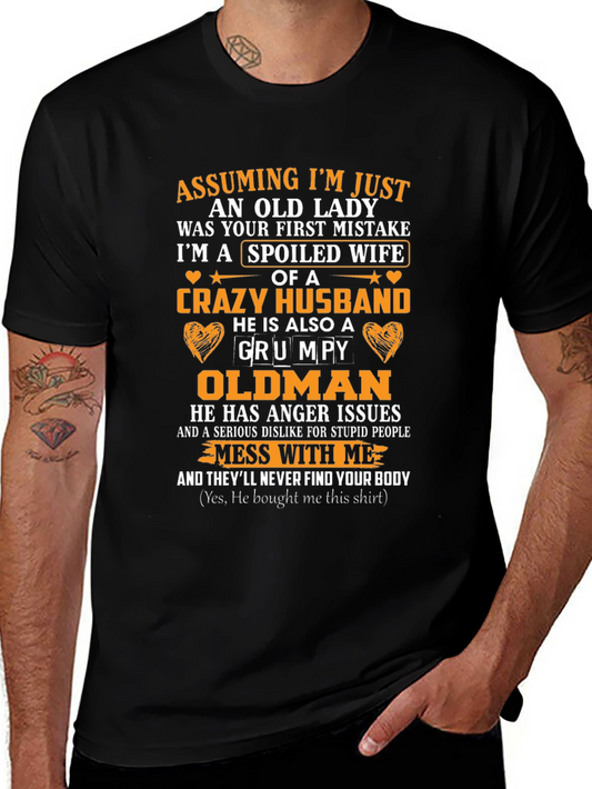 Spoiled Wife Grumpy Oldman Husband Graphic Tee