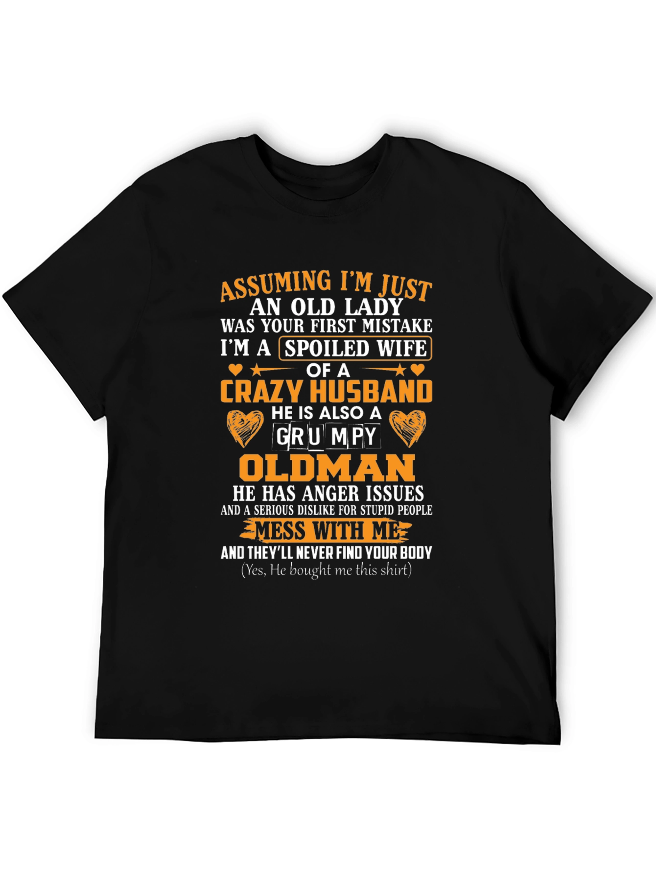 Spoiled Wife Grumpy Oldman Husband Graphic Tee