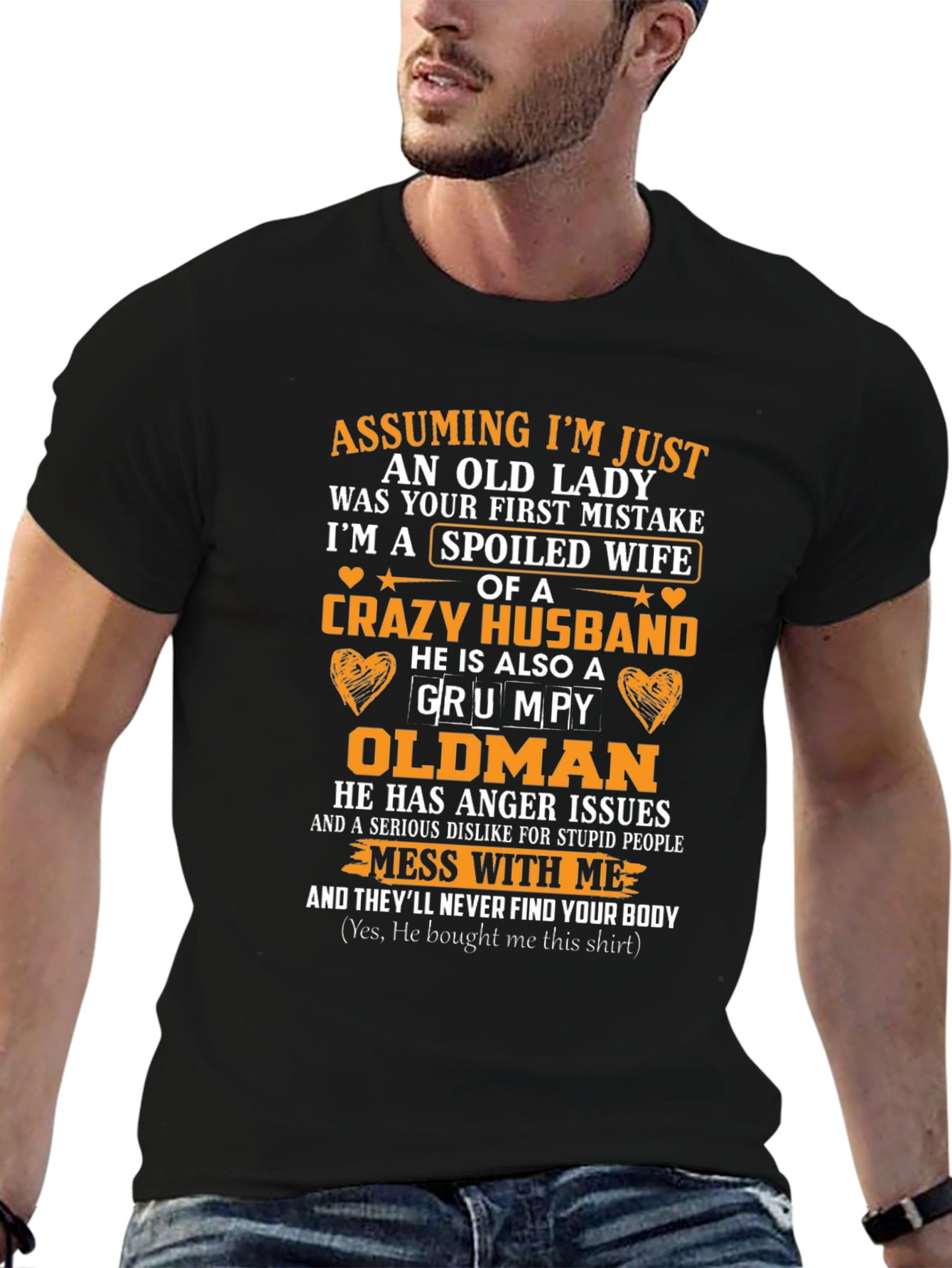 Spoiled Wife Grumpy Oldman Husband Graphic Tee