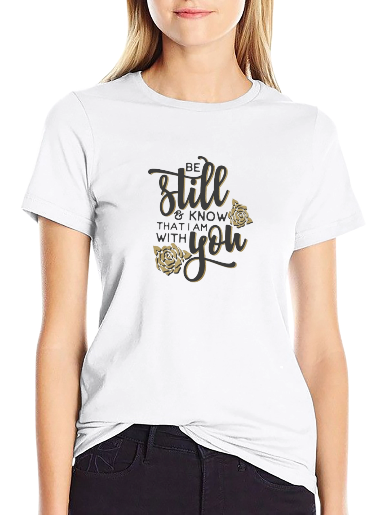 Be Still T-Shirt with Floral Design