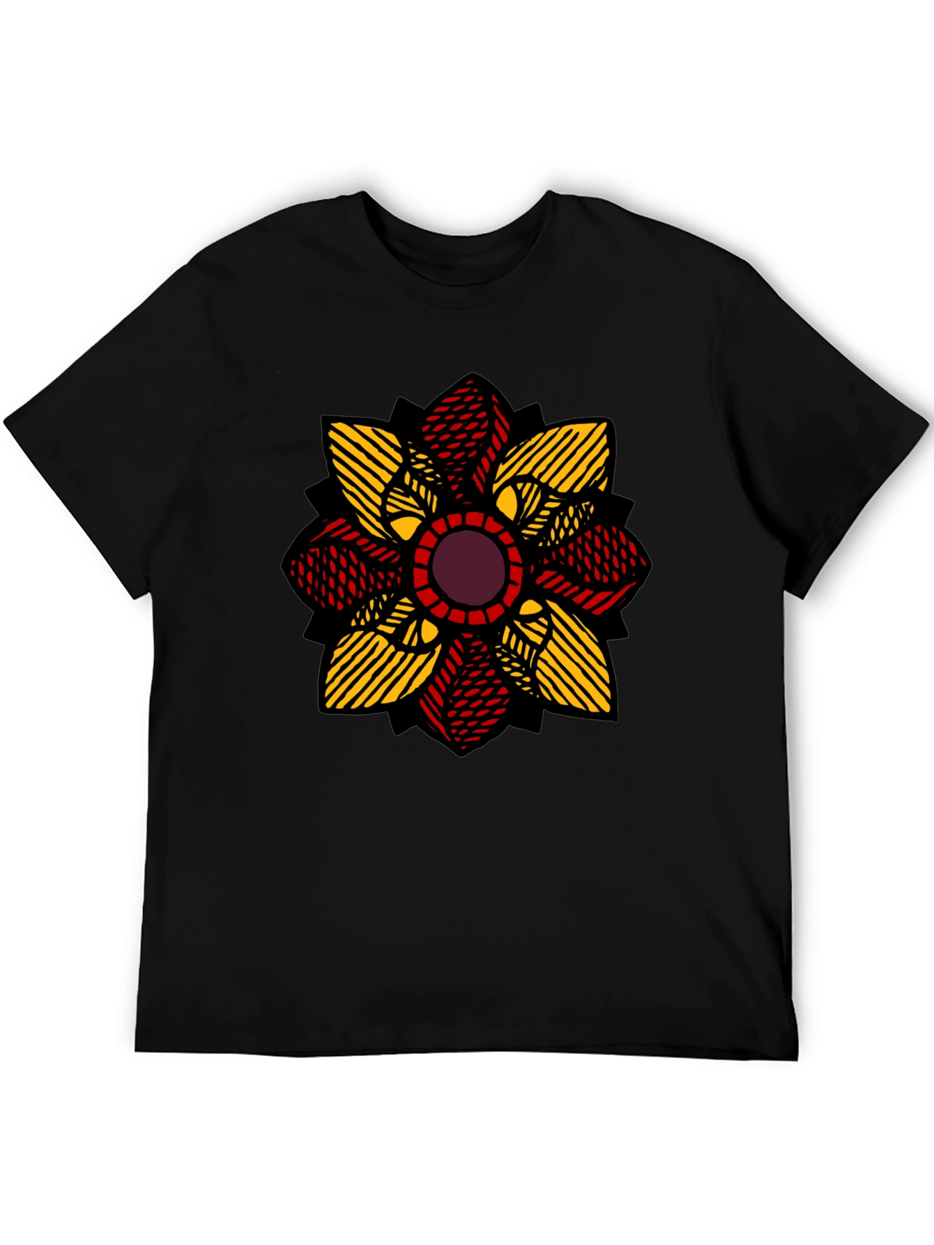 Geometric Flower Graphic T-Shirt - Stylish Mens Tee