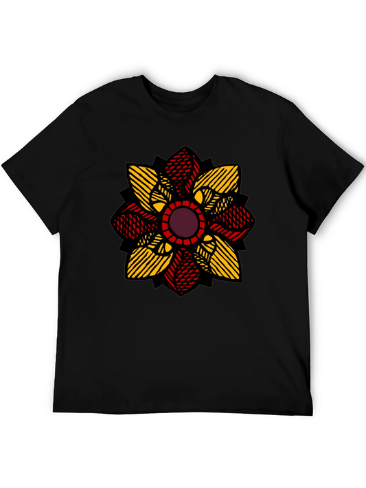 Geometric Flower Graphic T-Shirt - Stylish Mens Tee