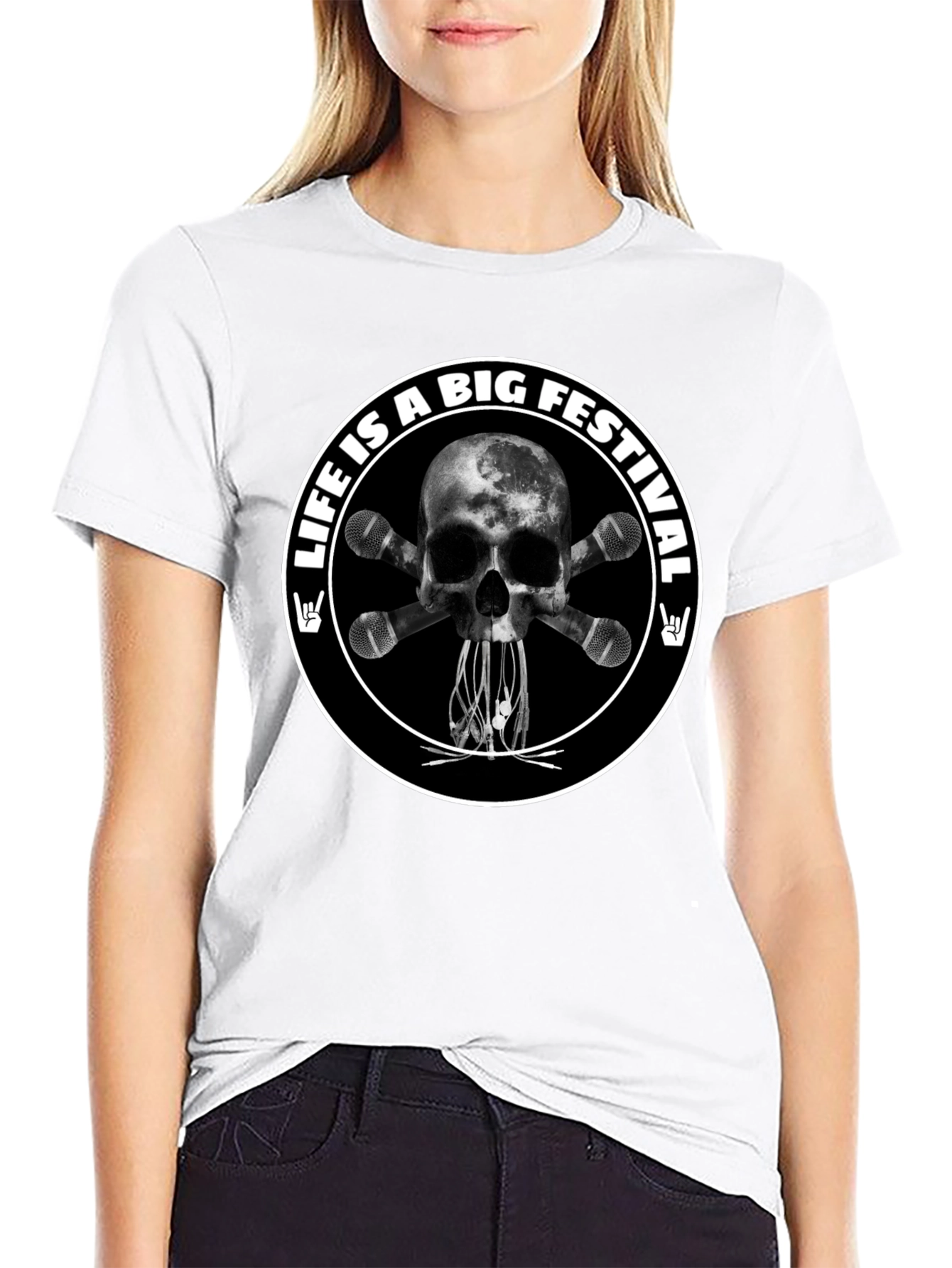 Life is a Big Festival Skull & Mic T-Shirt