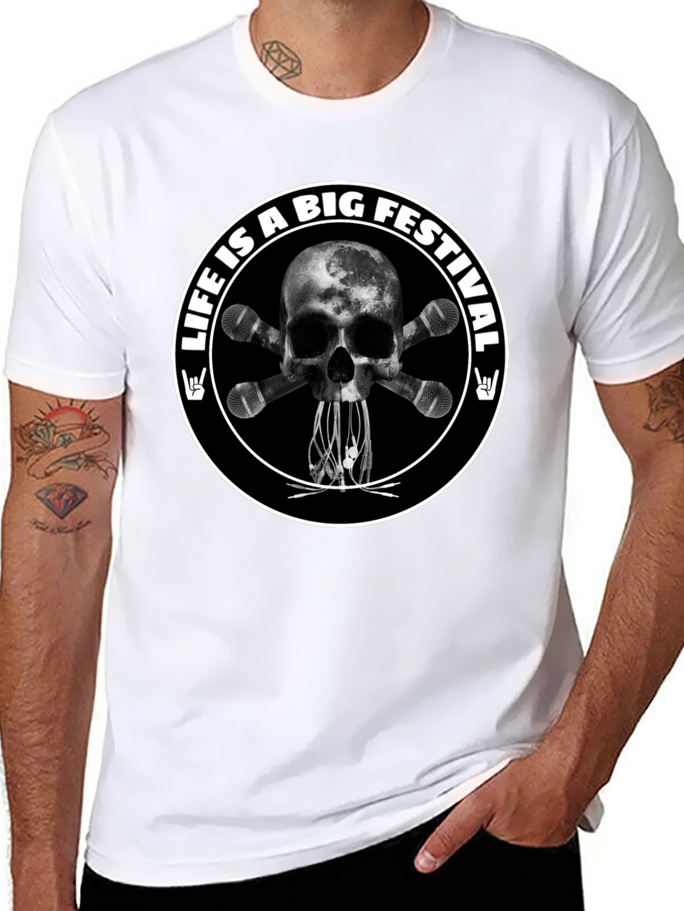 Life is a Big Festival Skull & Mic T-Shirt