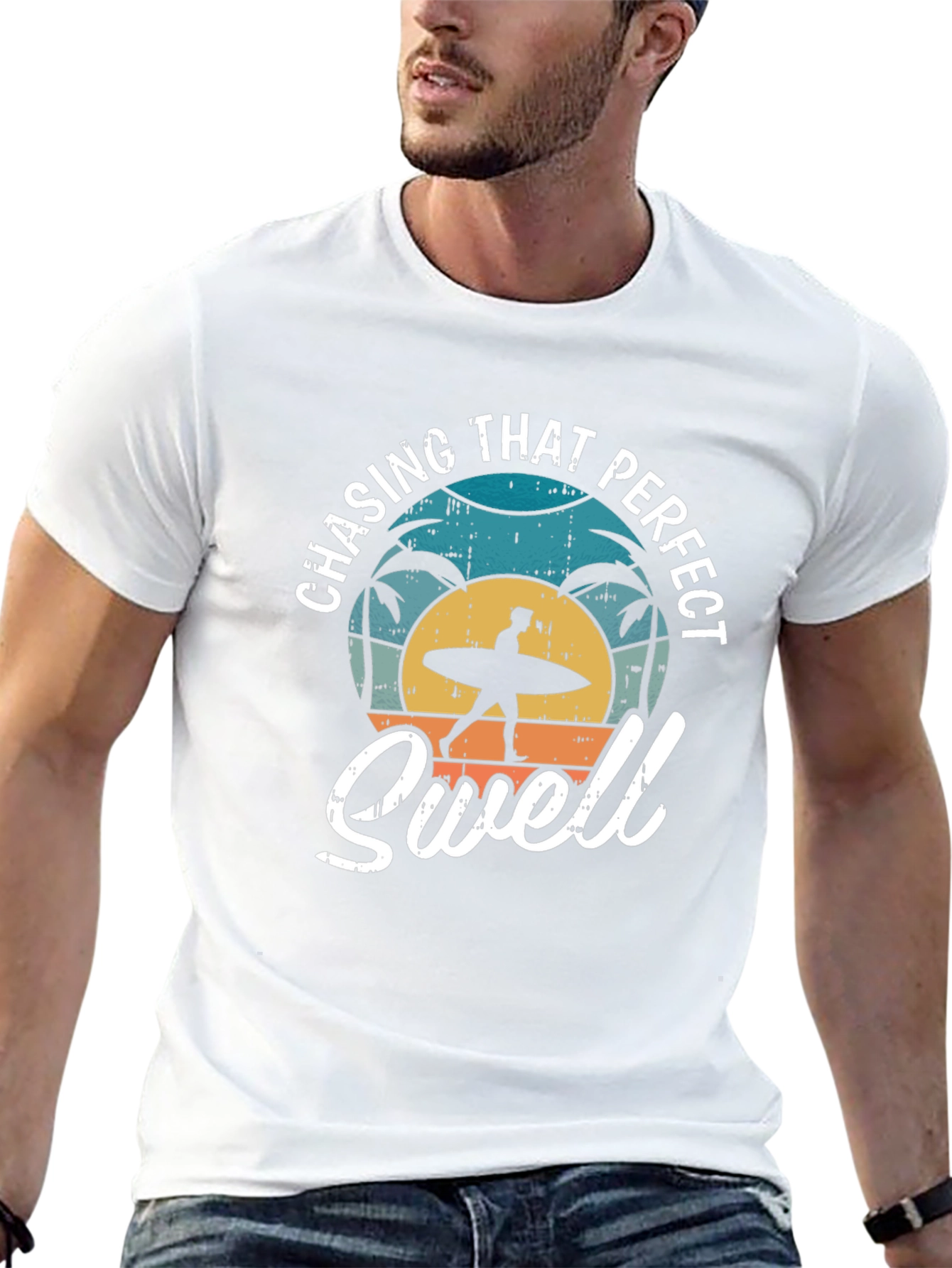 Chasing That Perfect Swell Black Graphic T-Shirt