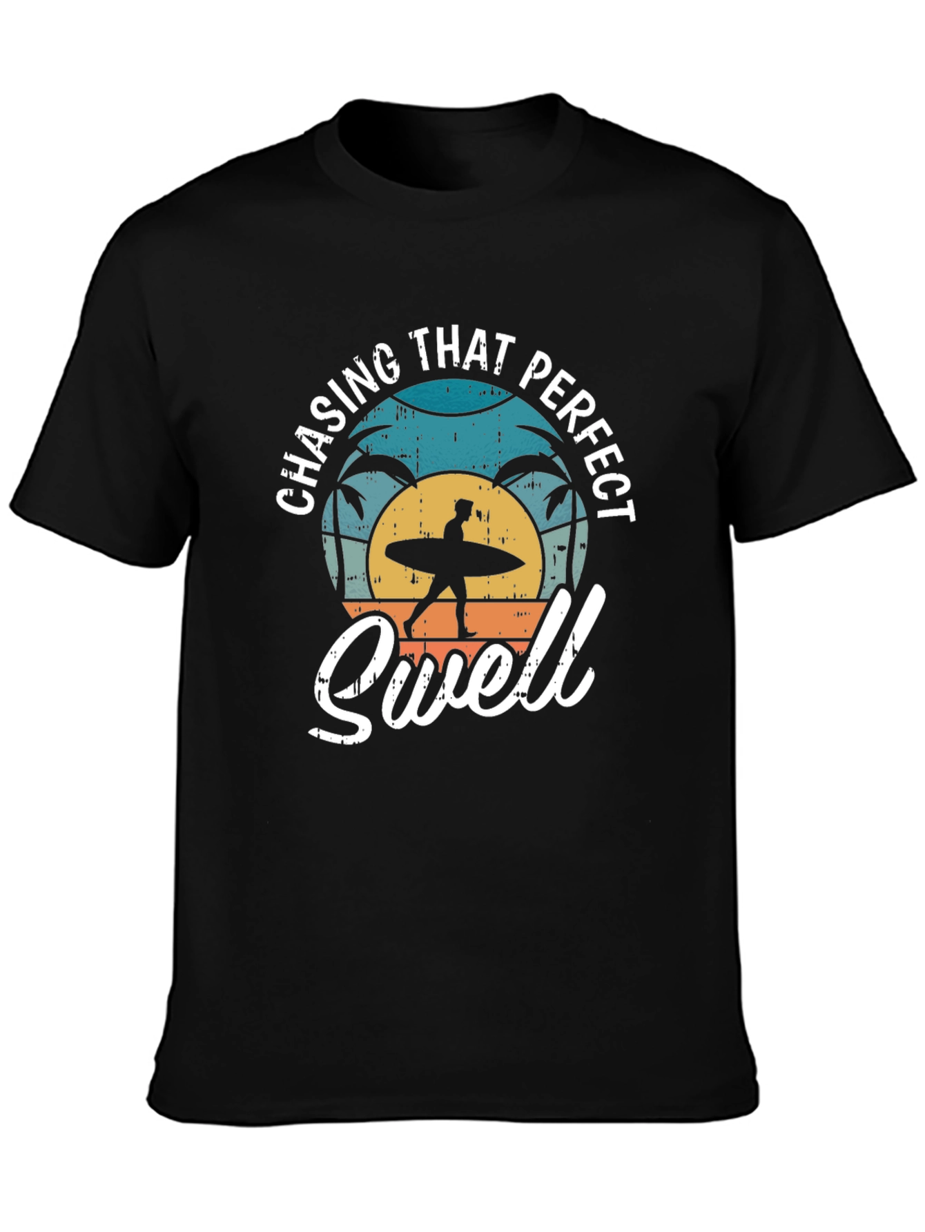 Chasing That Perfect Swell Black Graphic T-Shirt
