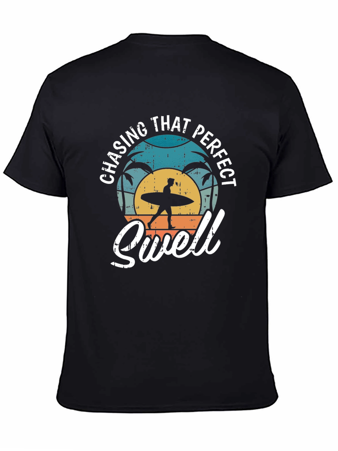 Chasing That Perfect Swell Black Graphic T-Shirt