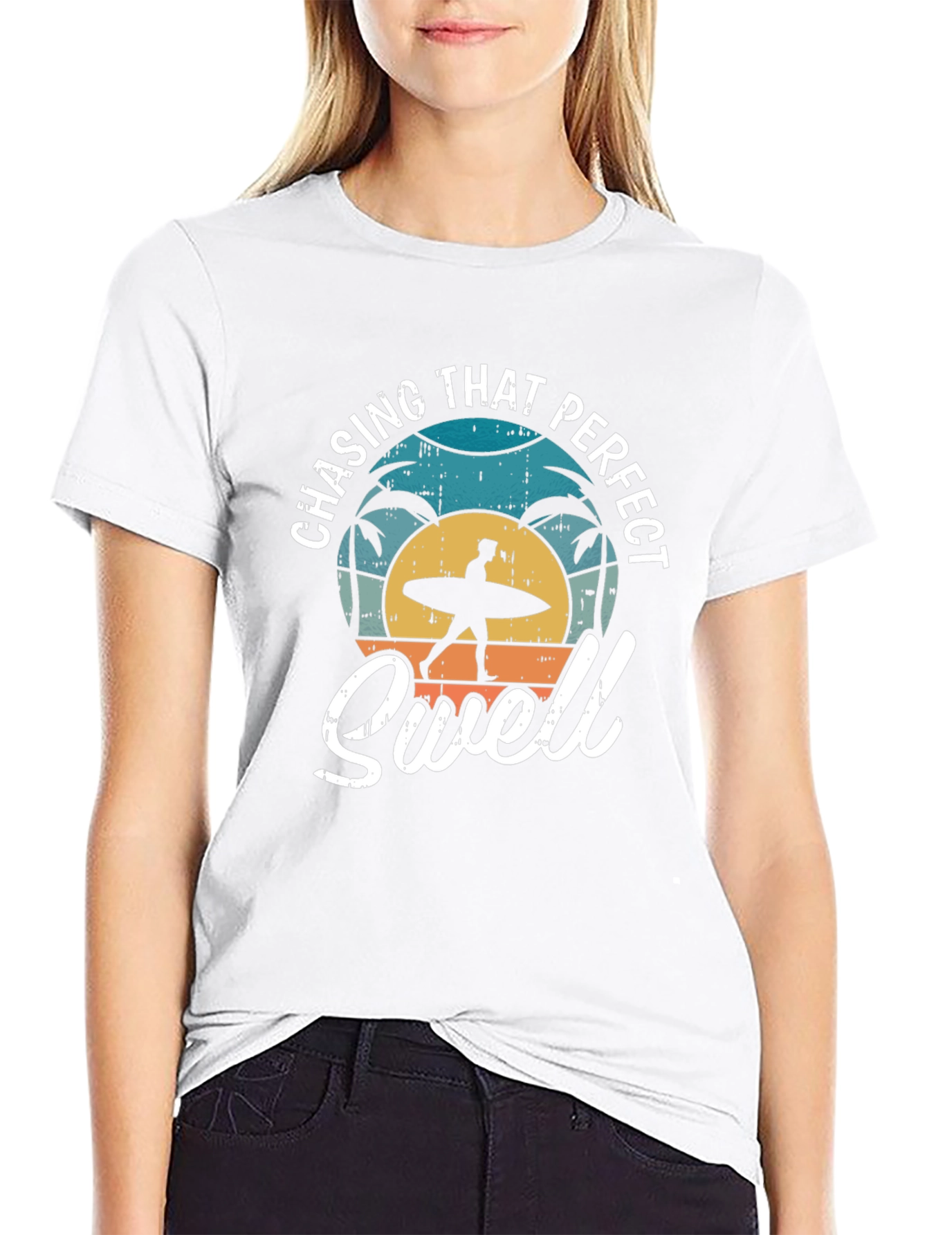 Chasing That Perfect Swell Black Graphic T-Shirt