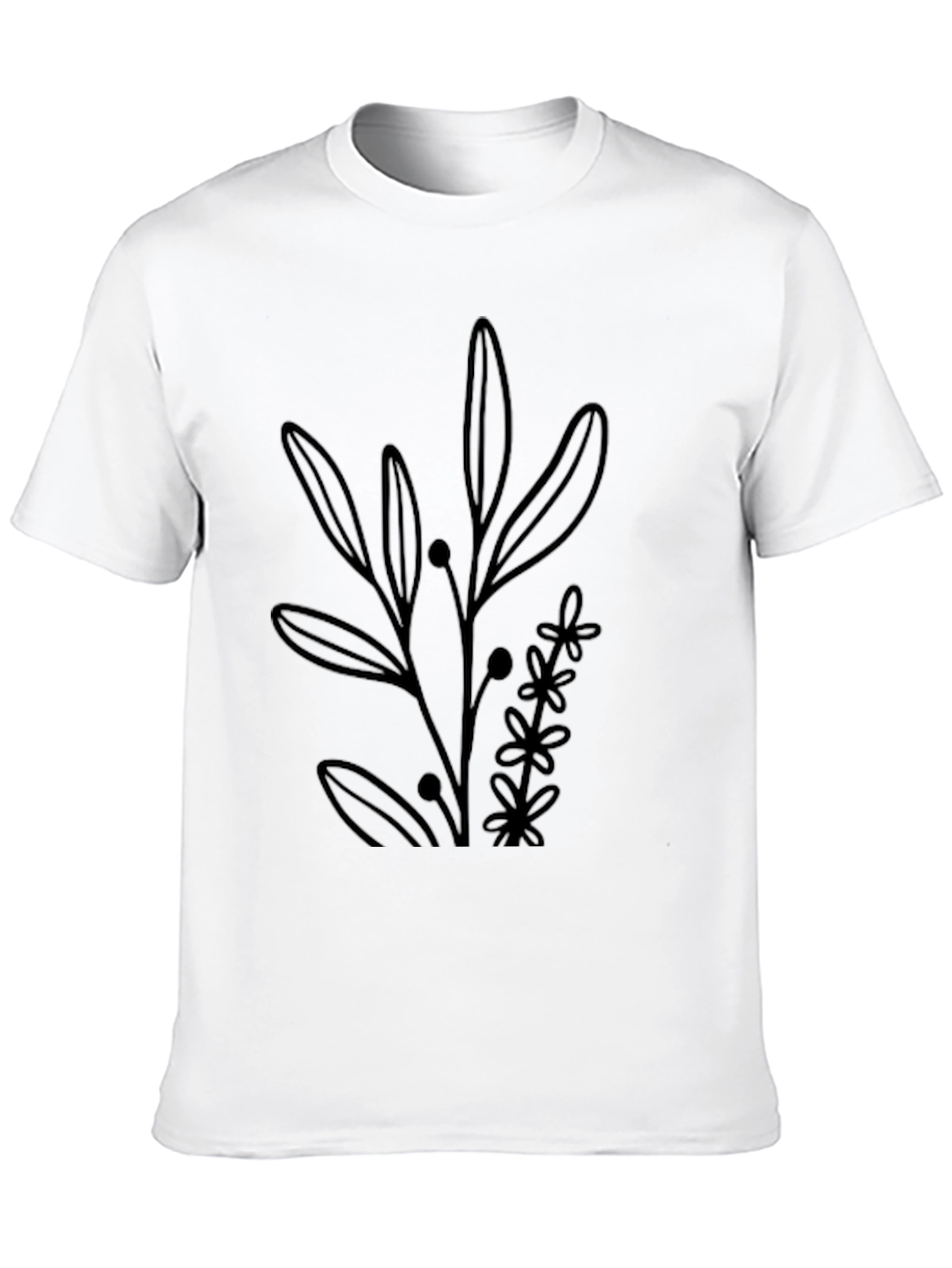 Minimalist Floral Black Graphic Tee