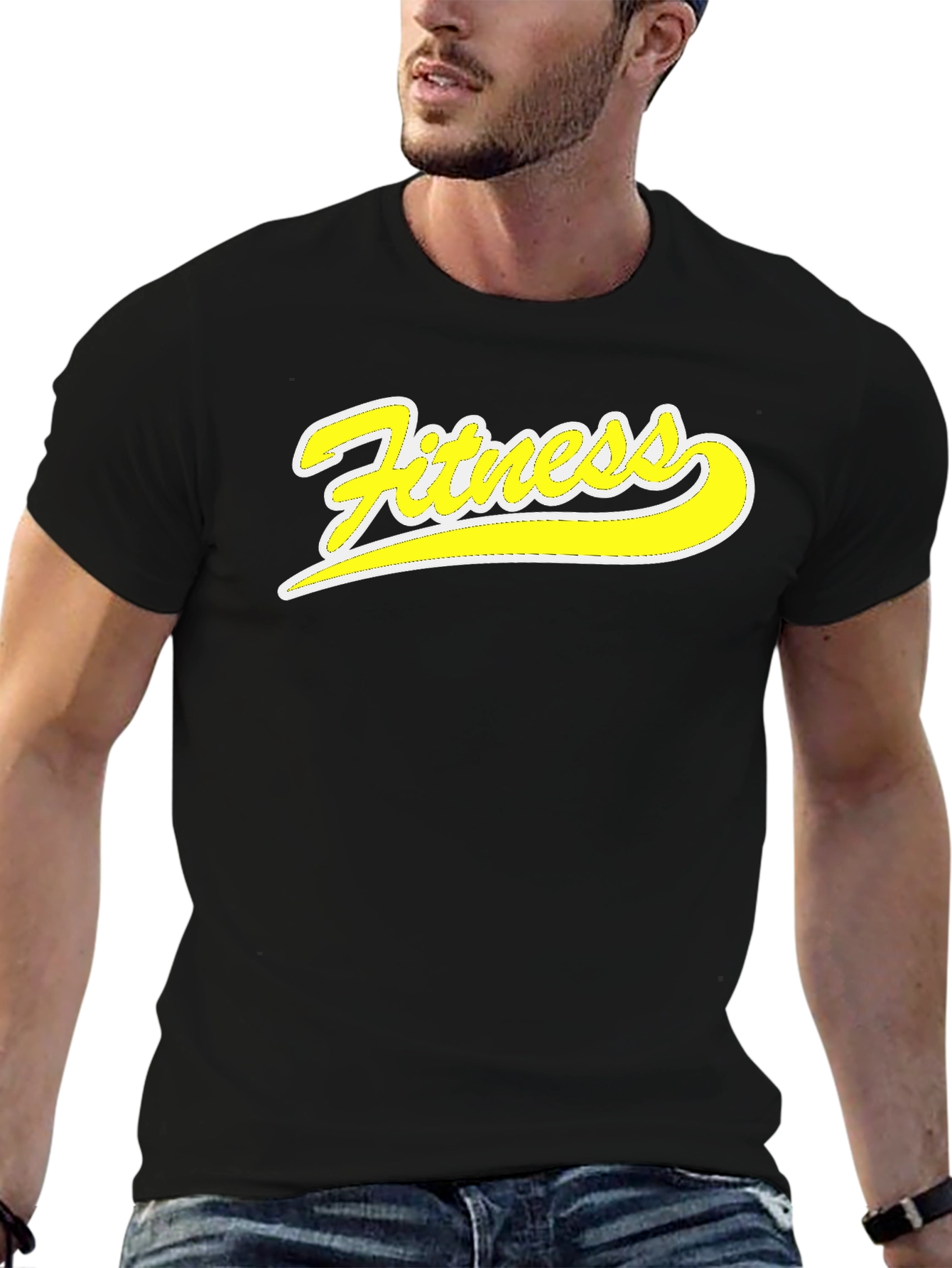 Fitness Graphic Tee - Black Cotton T-Shirt