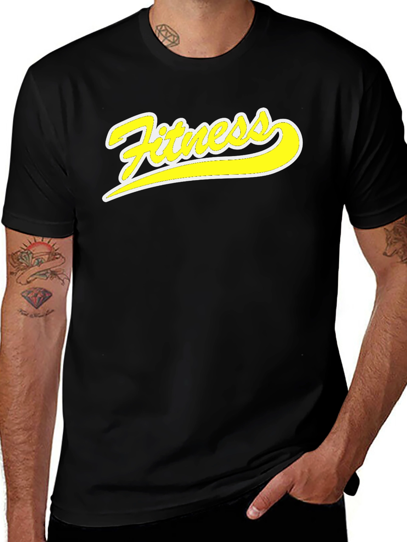 Fitness Graphic Tee - Black Cotton T-Shirt