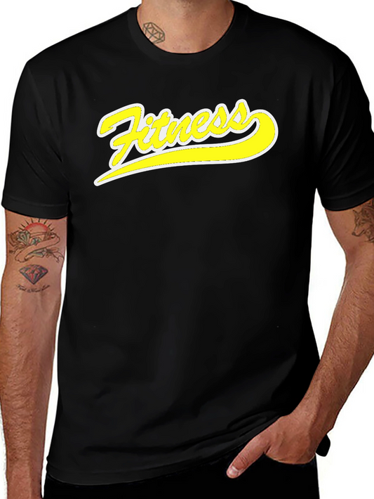 Fitness Graphic Tee - Black Cotton T-Shirt