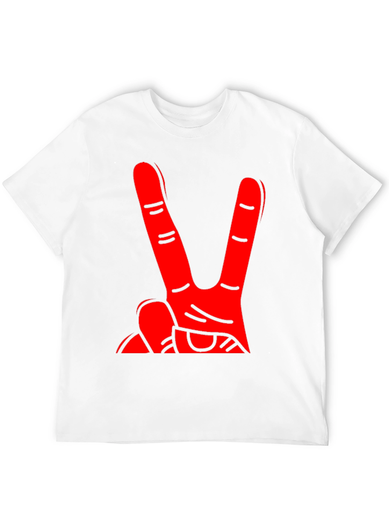 Red Hand Peace Sign Black T-Shirt