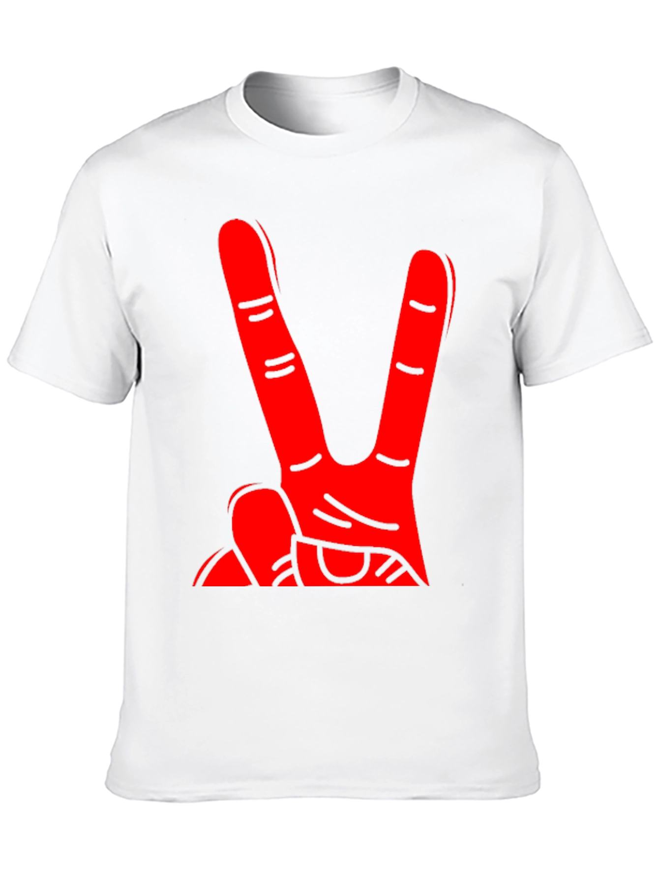 Red Hand Peace Sign Black T-Shirt