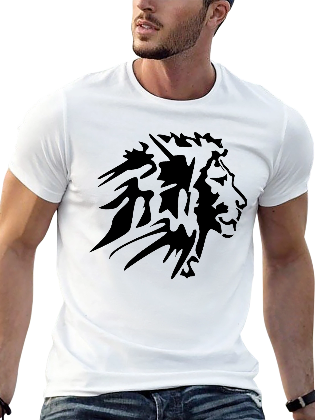 Mens Black Lion Graphic Tee - Short Sleeve