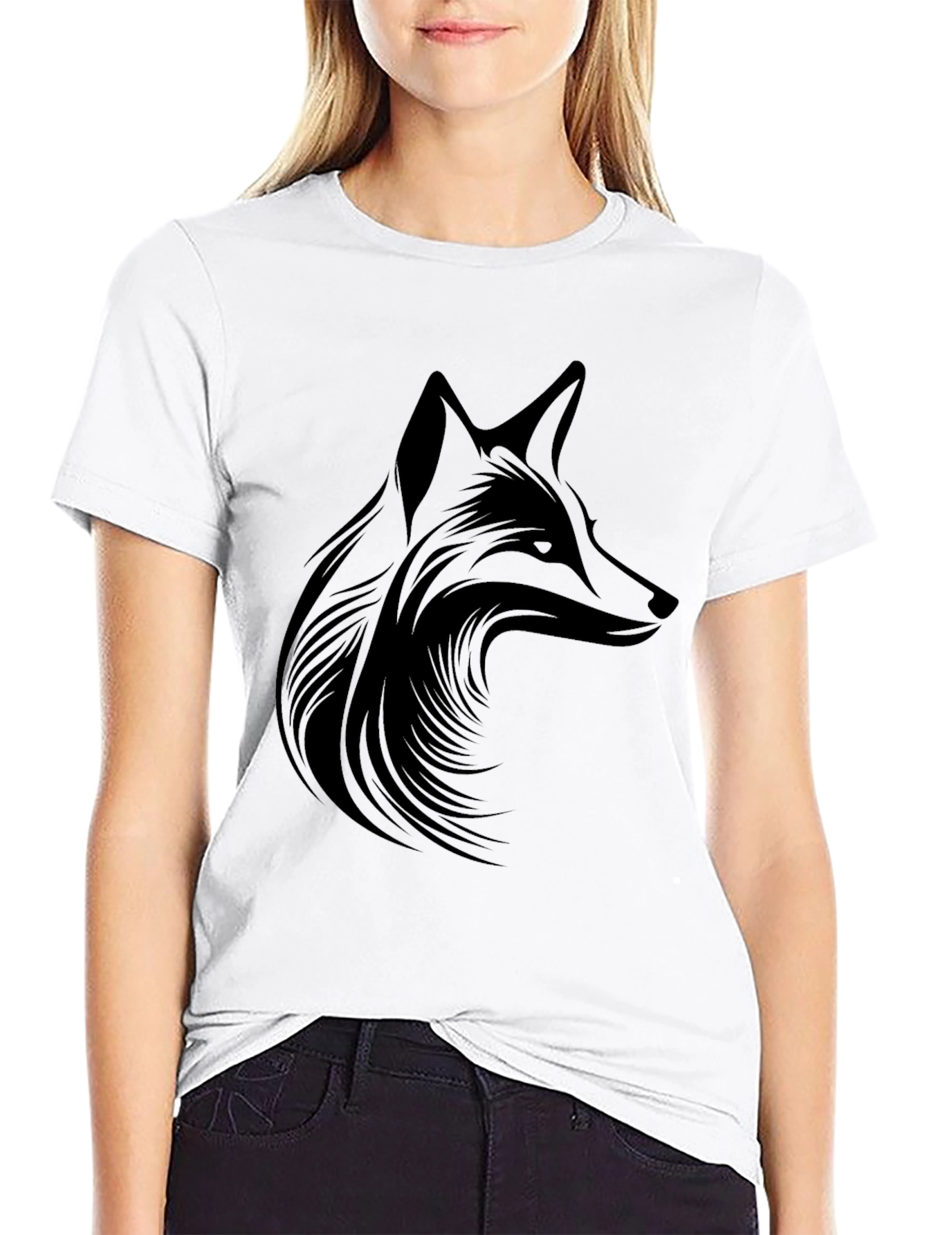 Fox Graphic Print Black T-Shirt