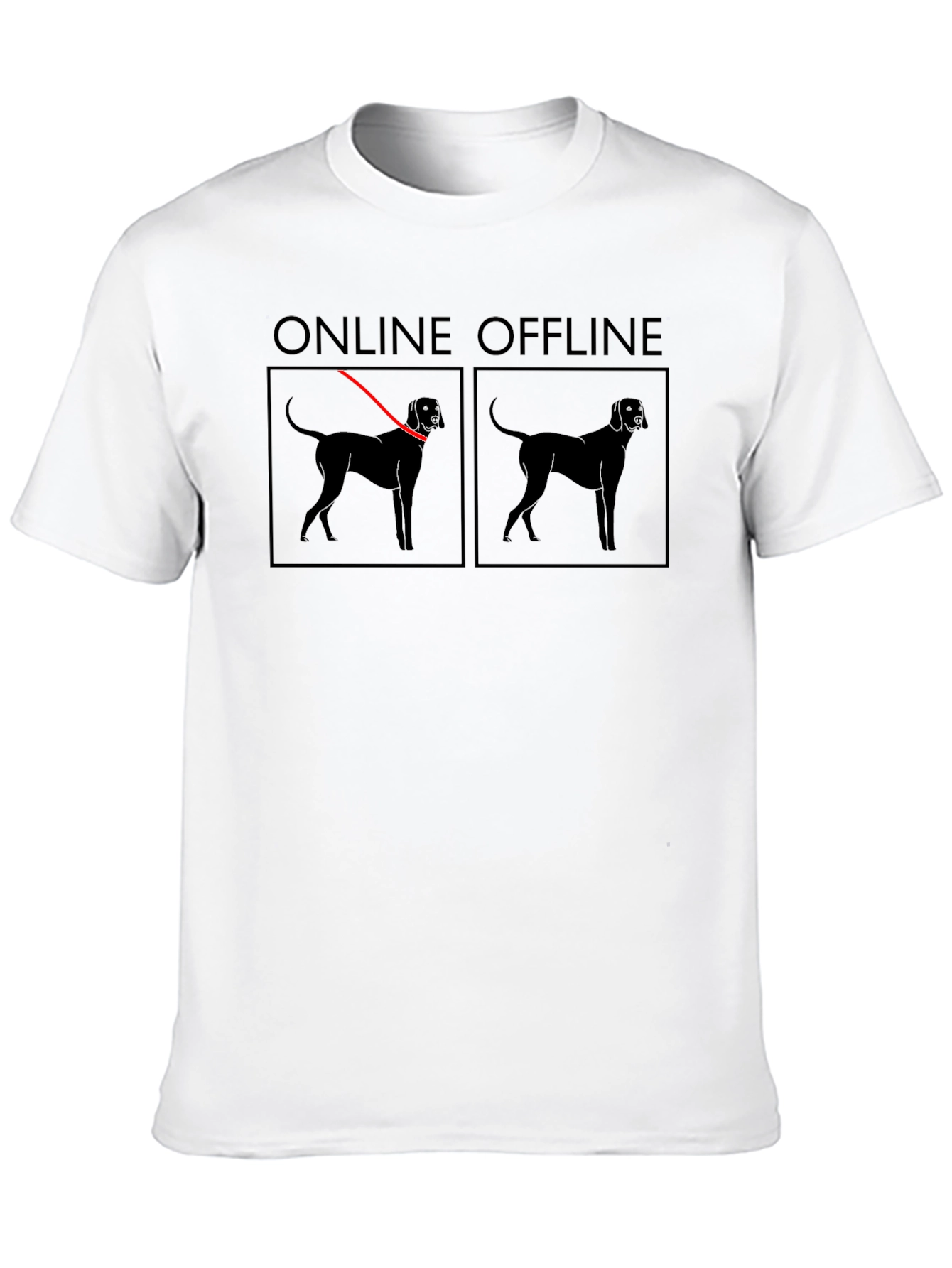 Online Offline Dog Graphic T-Shirt