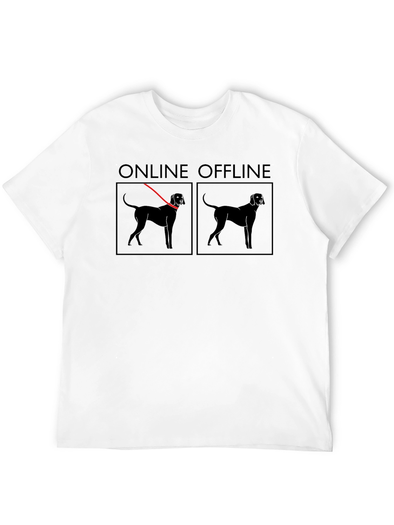 Online Offline Dog Graphic T-Shirt