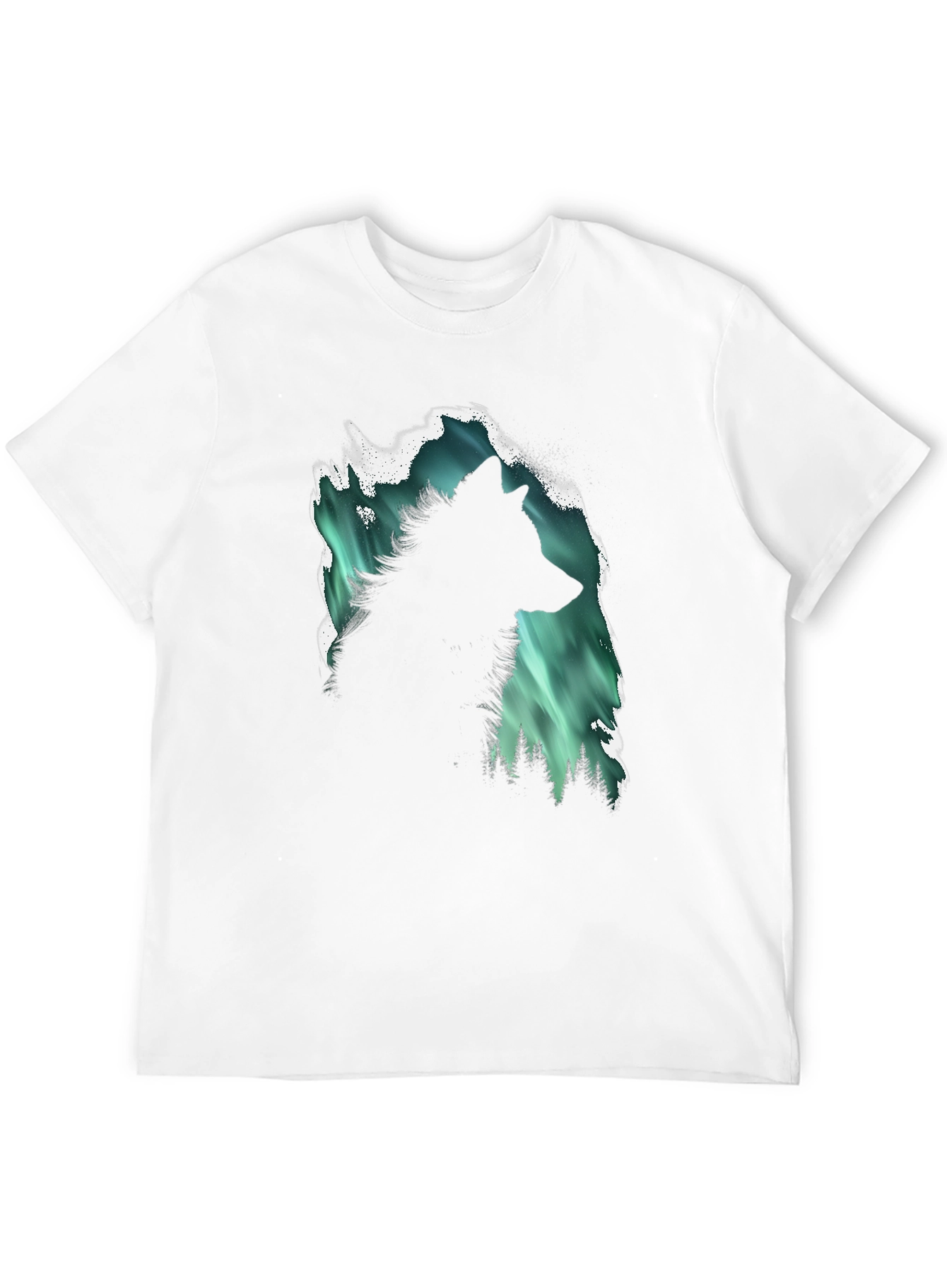Wolf Aurora Borealis Graphic Black T-Shirt