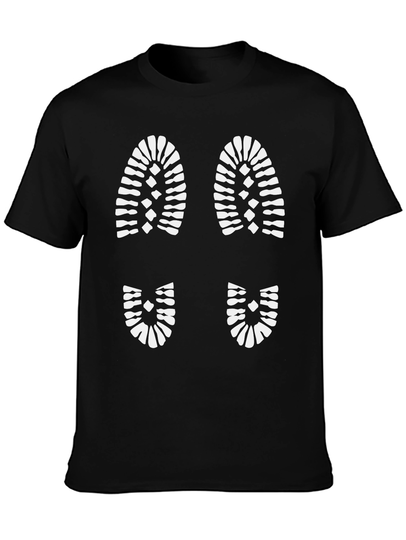 Black T-Shirt with Footprint Design