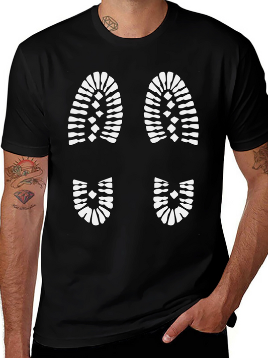 Black T-Shirt with Footprint Design