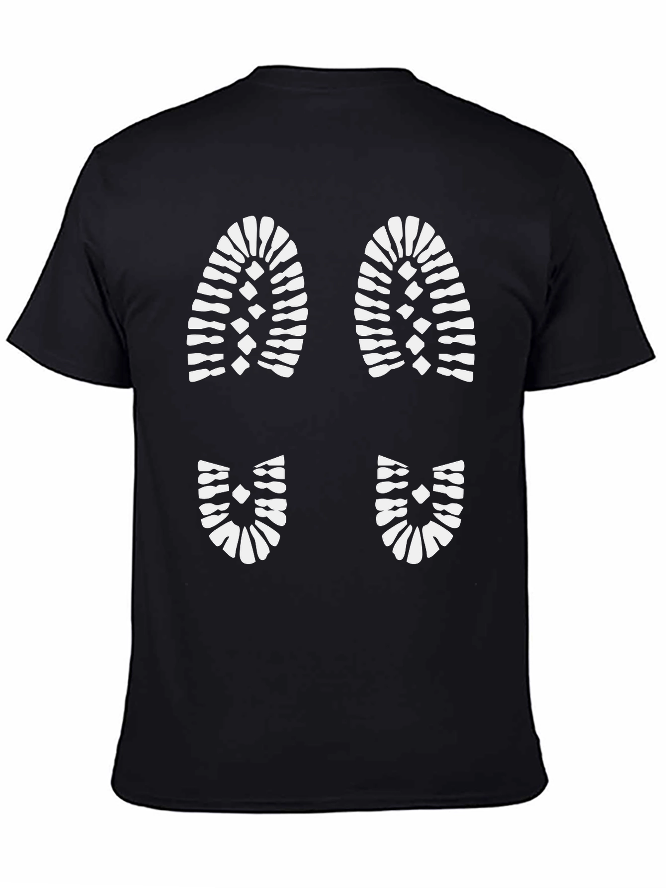 Black T-Shirt with Footprint Design