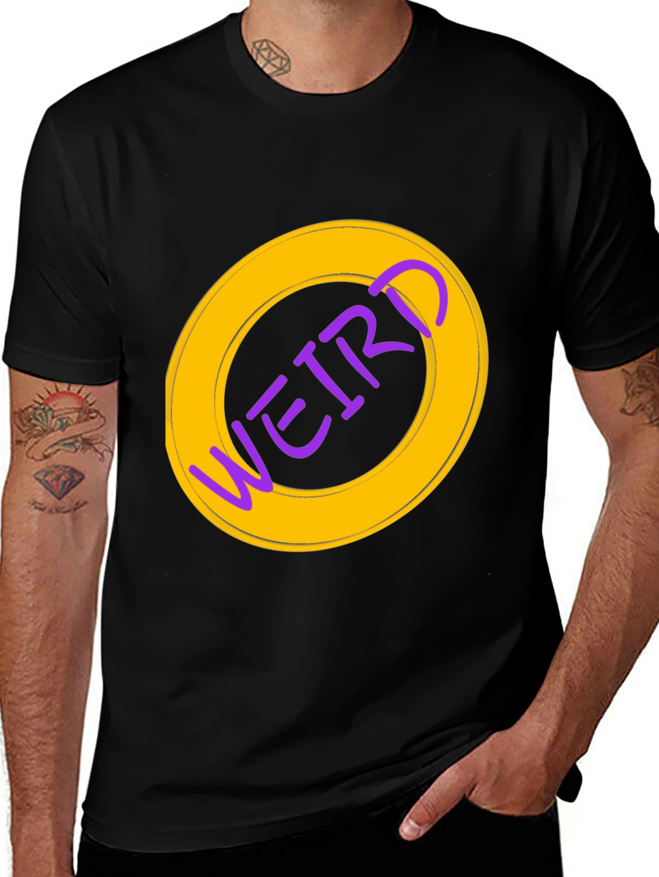 Weird Graphic Tee - Black Cotton Casual Shirt