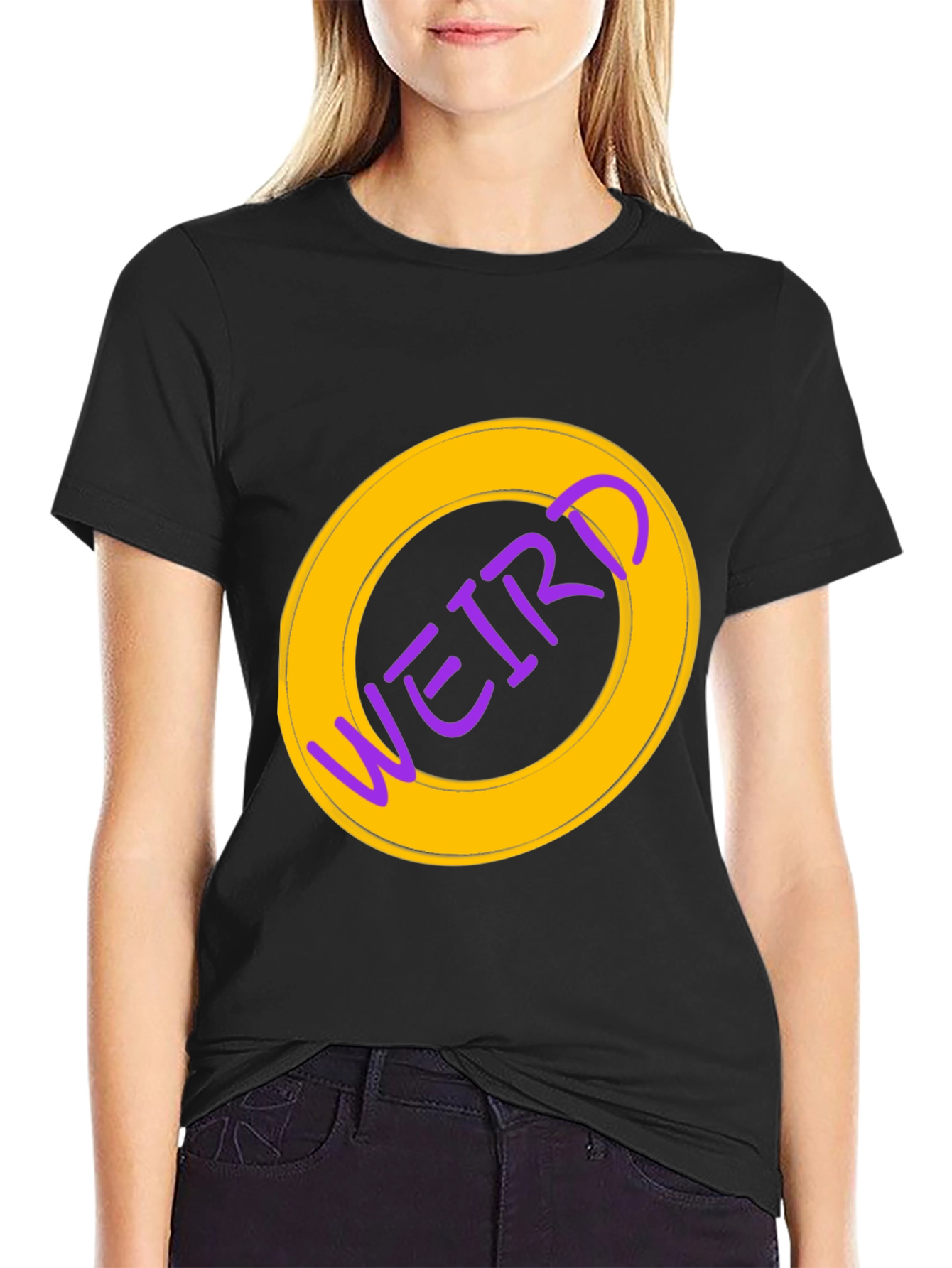 Weird Graphic Tee - Black Cotton Casual Shirt