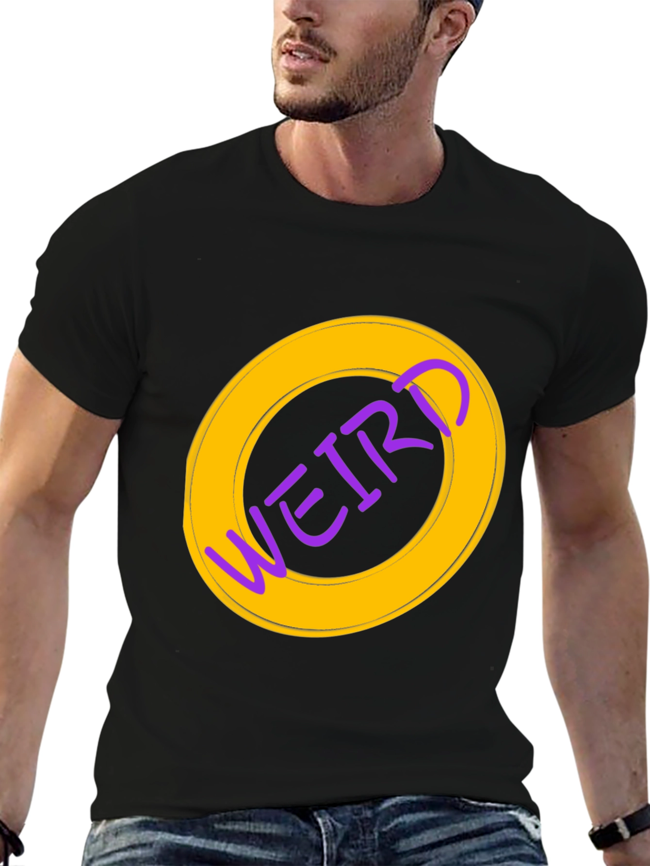 Weird Graphic Tee - Black Cotton Casual Shirt