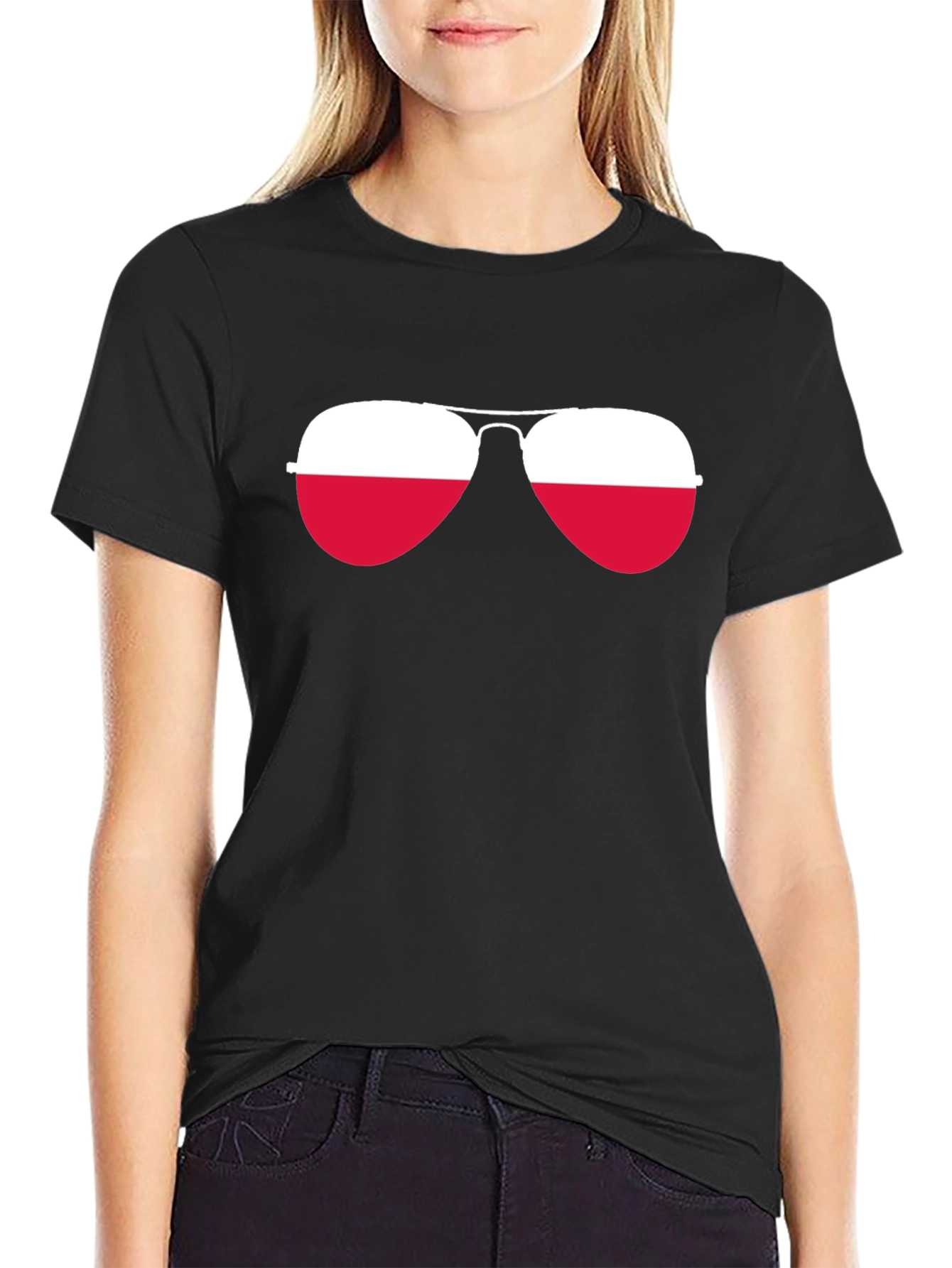 Cool Aviator Sunglasses Poland Flag T-Shirt