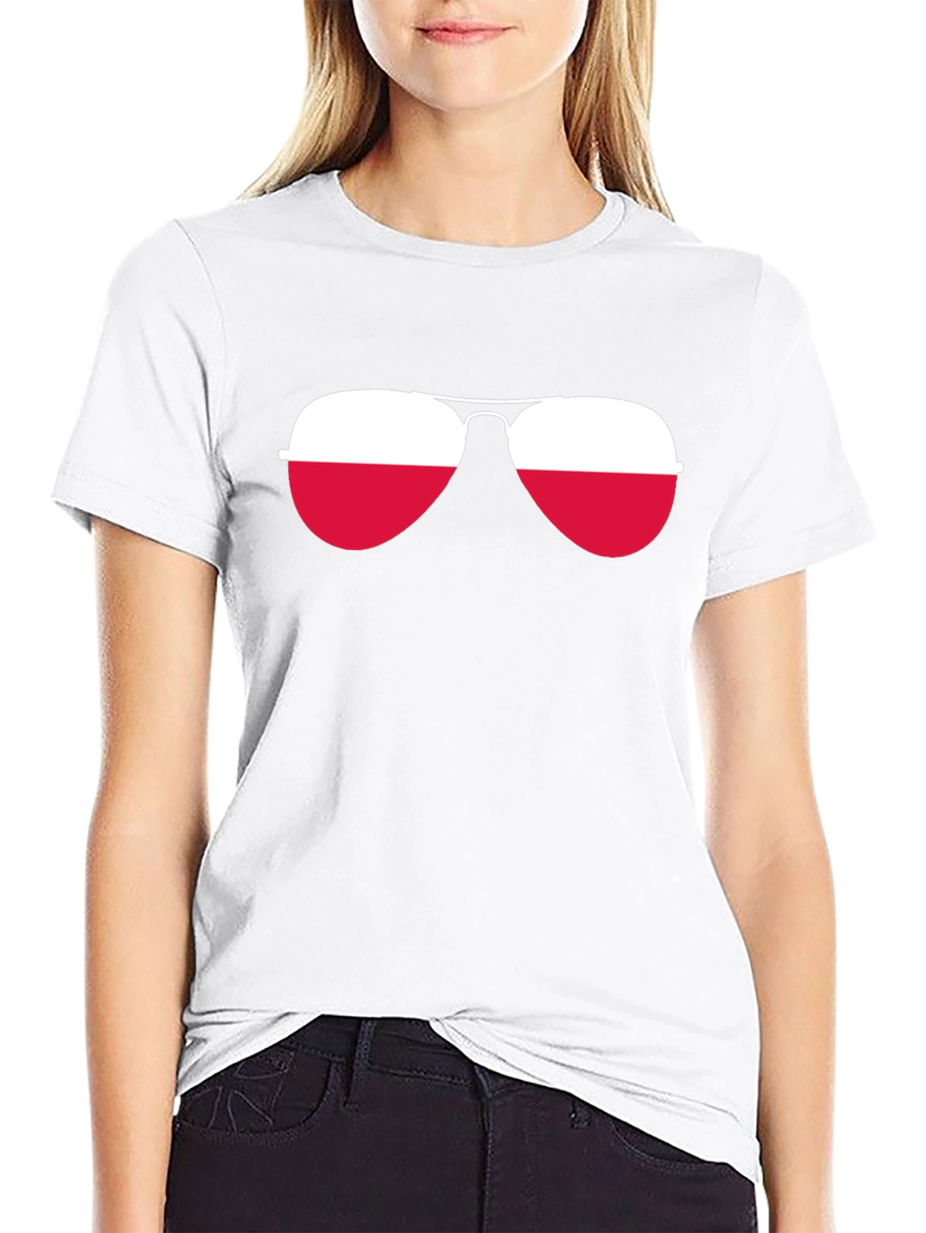Cool Aviator Sunglasses Poland Flag T-Shirt