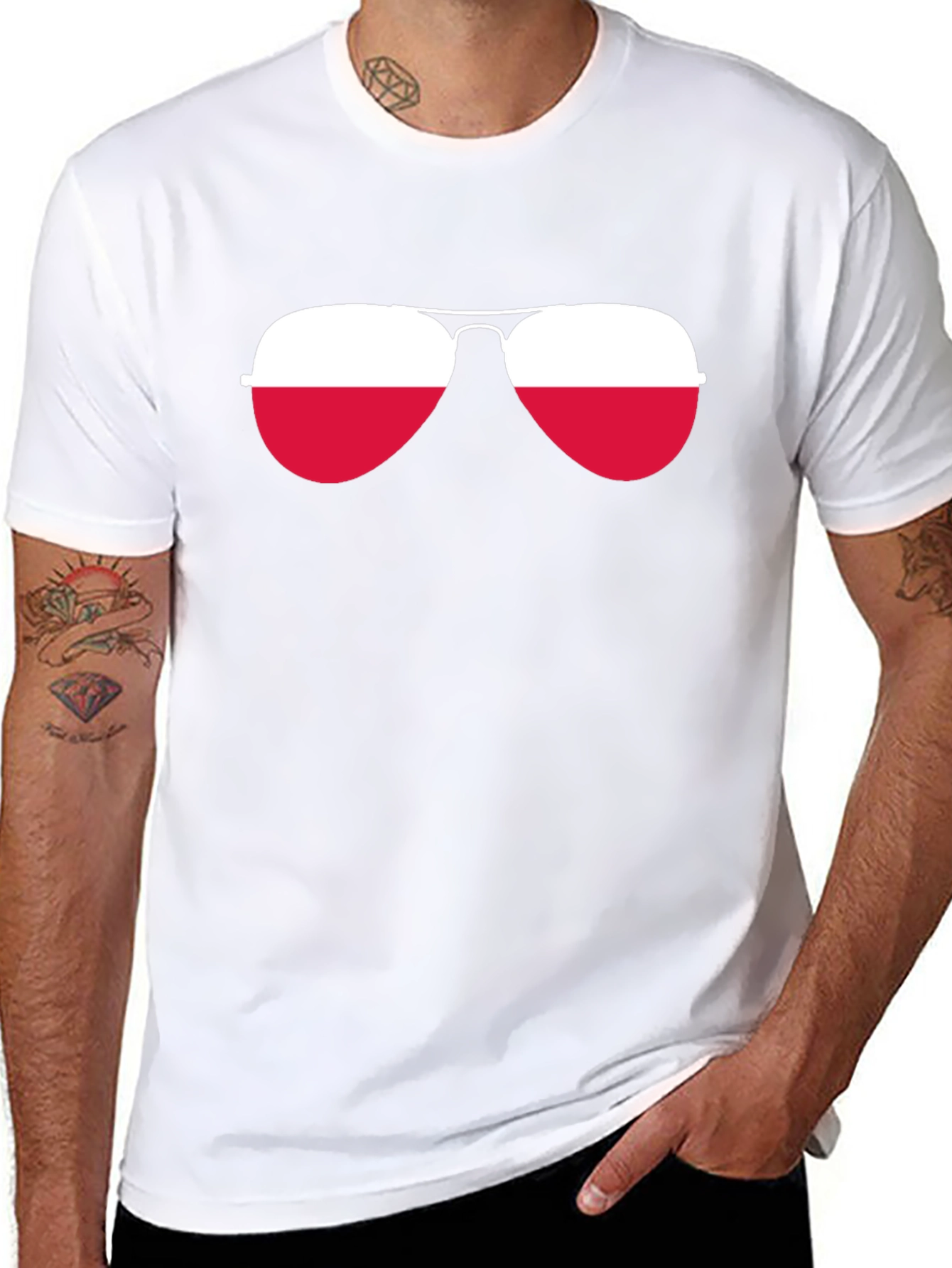 Cool Aviator Sunglasses Poland Flag T-Shirt