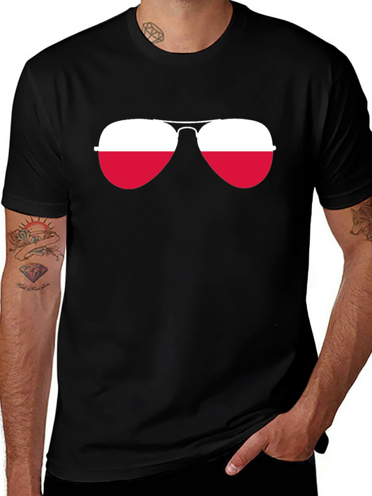 Cool Aviator Sunglasses Poland Flag T-Shirt