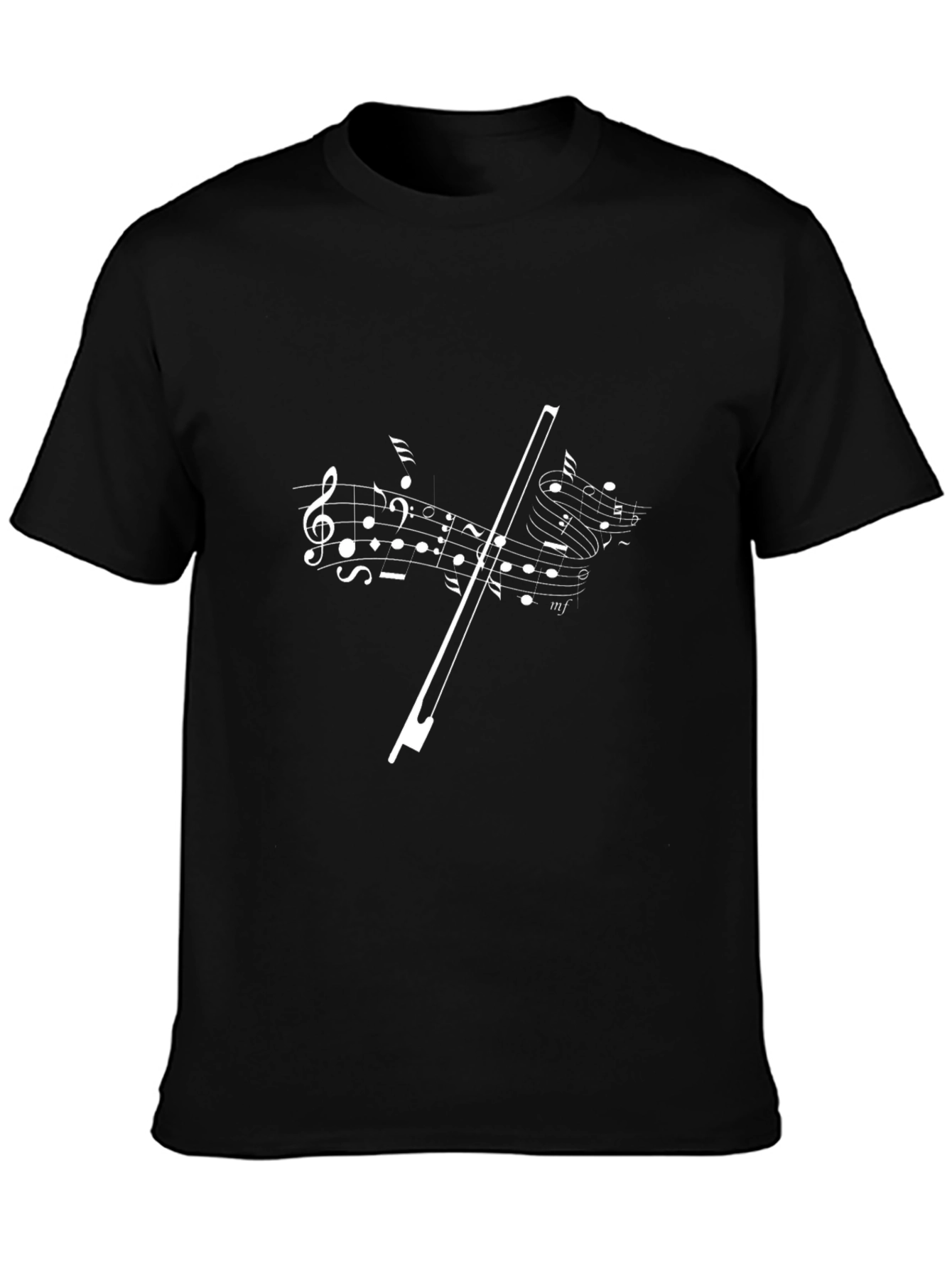 Musical Notes Graphic Tee - Black Cotton Blend