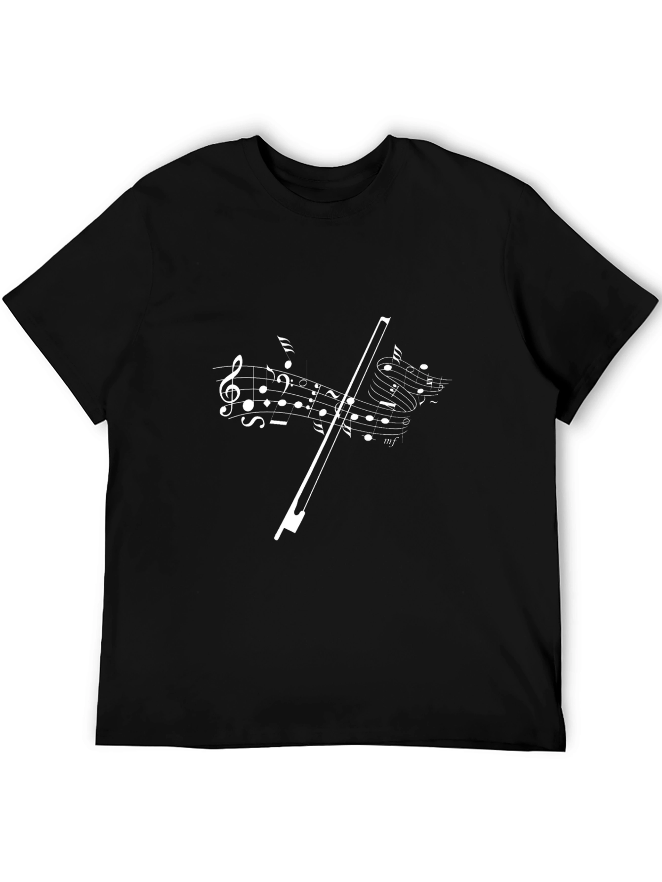 Musical Notes Graphic Tee - Black Cotton Blend