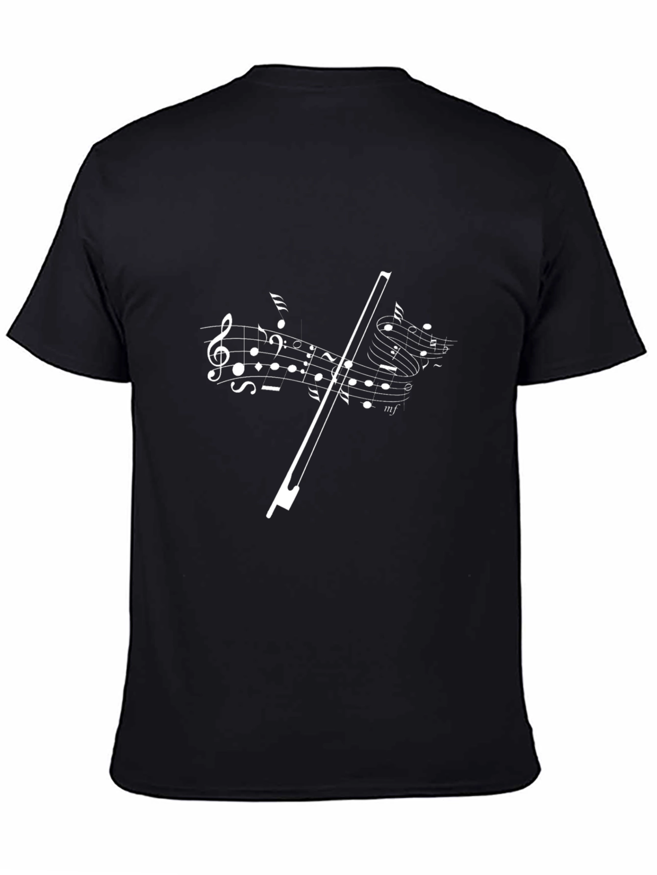 Musical Notes Graphic Tee - Black Cotton Blend