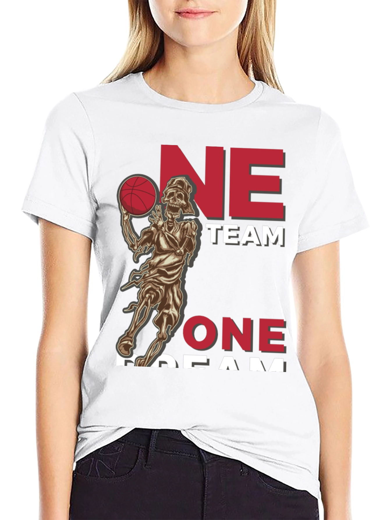 One Team One Dream Basketball Skeleton T-Shirt