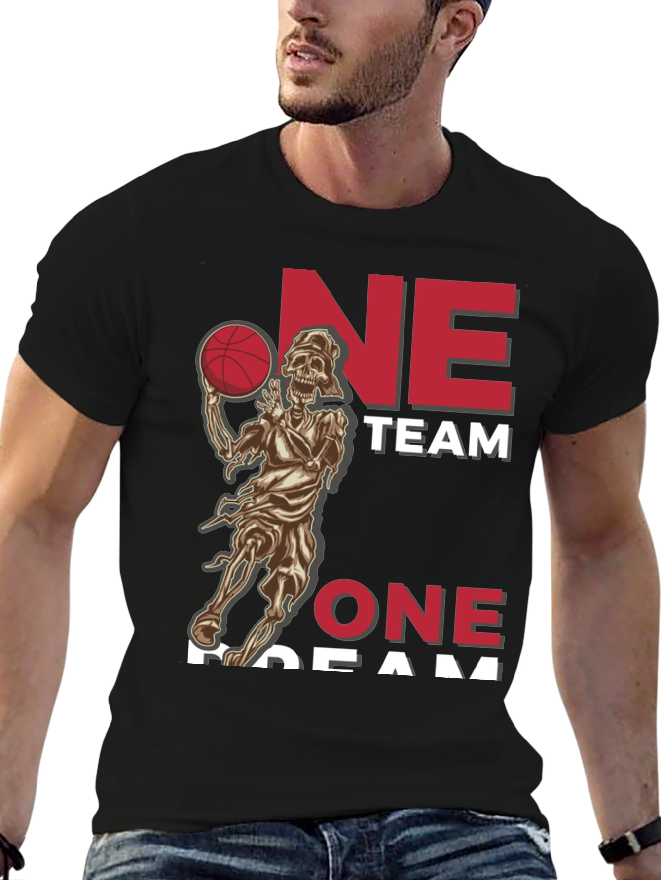 One Team One Dream Basketball Skeleton T-Shirt