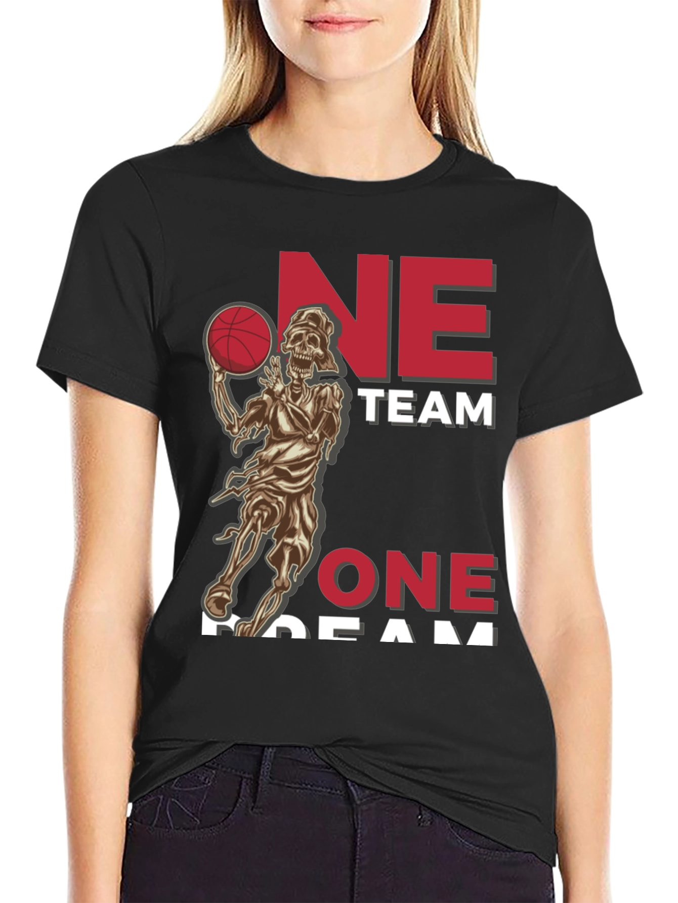 One Team One Dream Basketball Skeleton T-Shirt