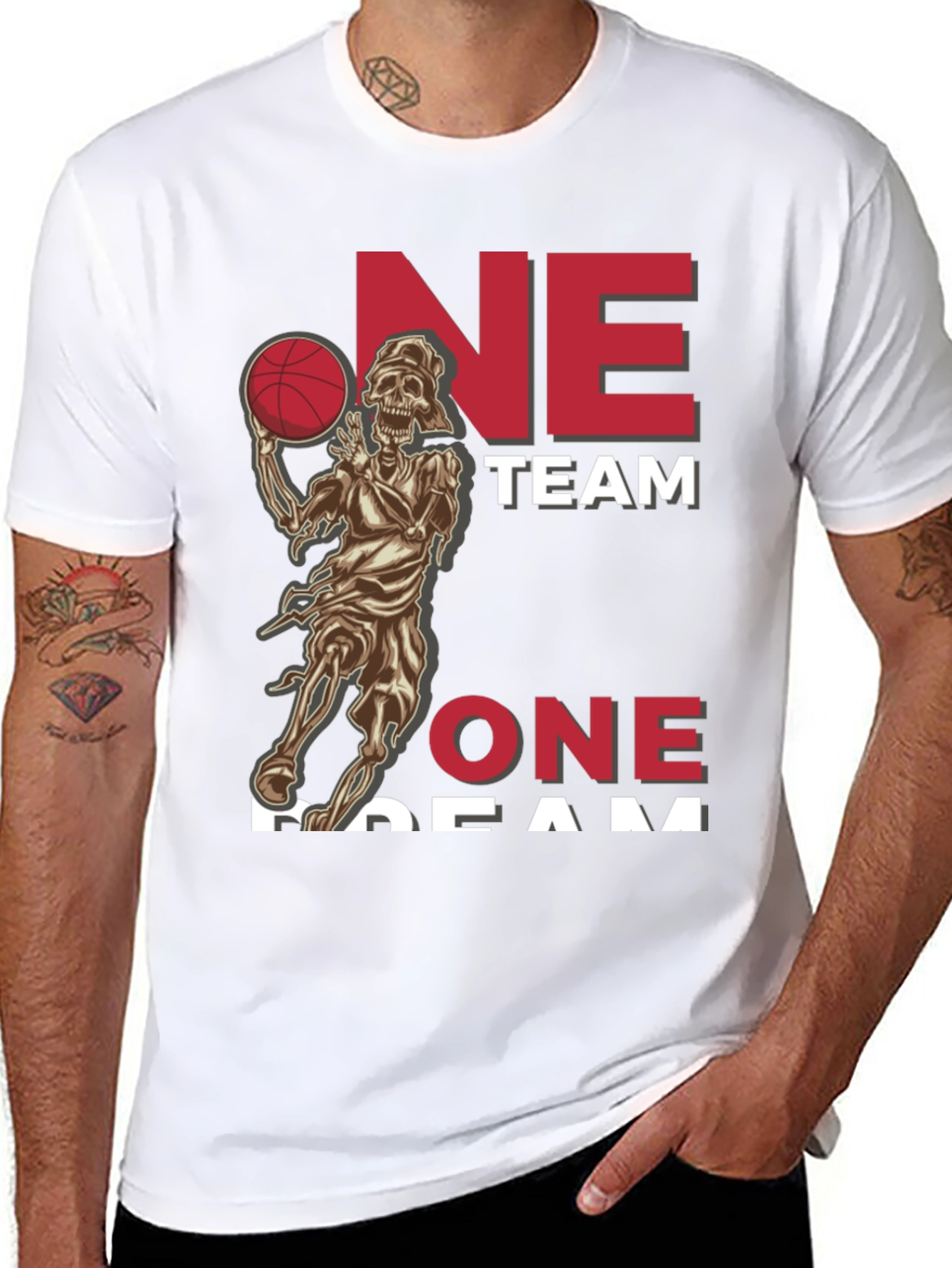 One Team One Dream Basketball Skeleton T-Shirt