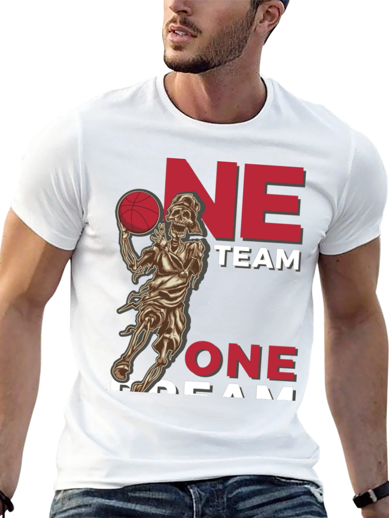 One Team One Dream Basketball Skeleton T-Shirt