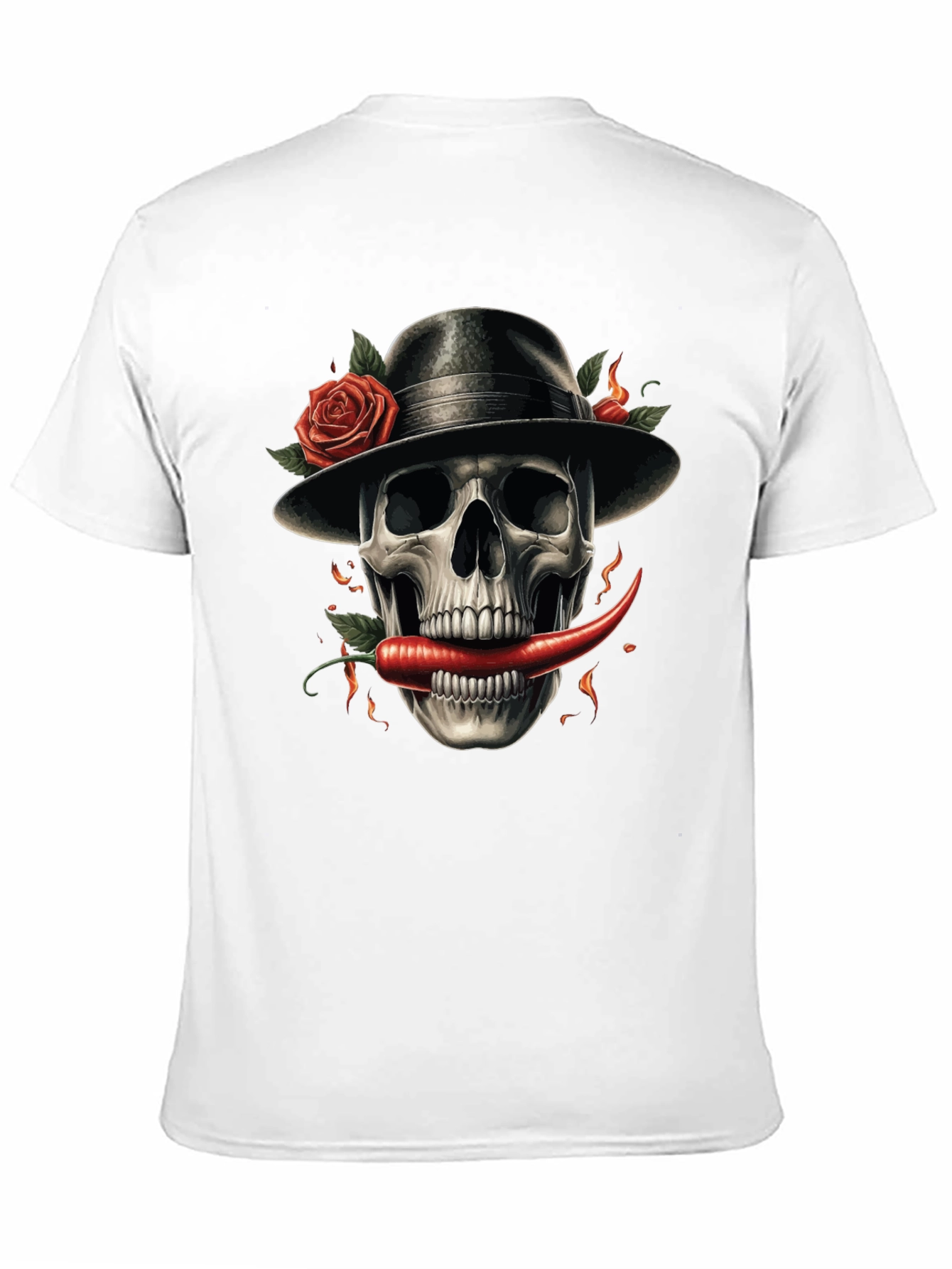 Skull with Pepper & Roses Graphic Tee
