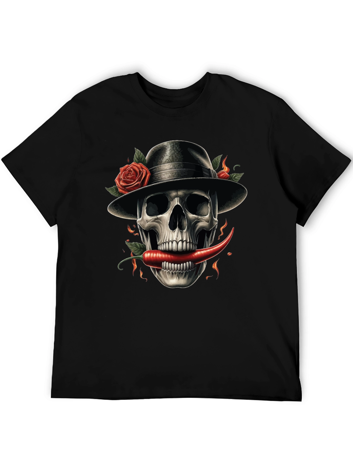 Skull with Pepper & Roses Graphic Tee