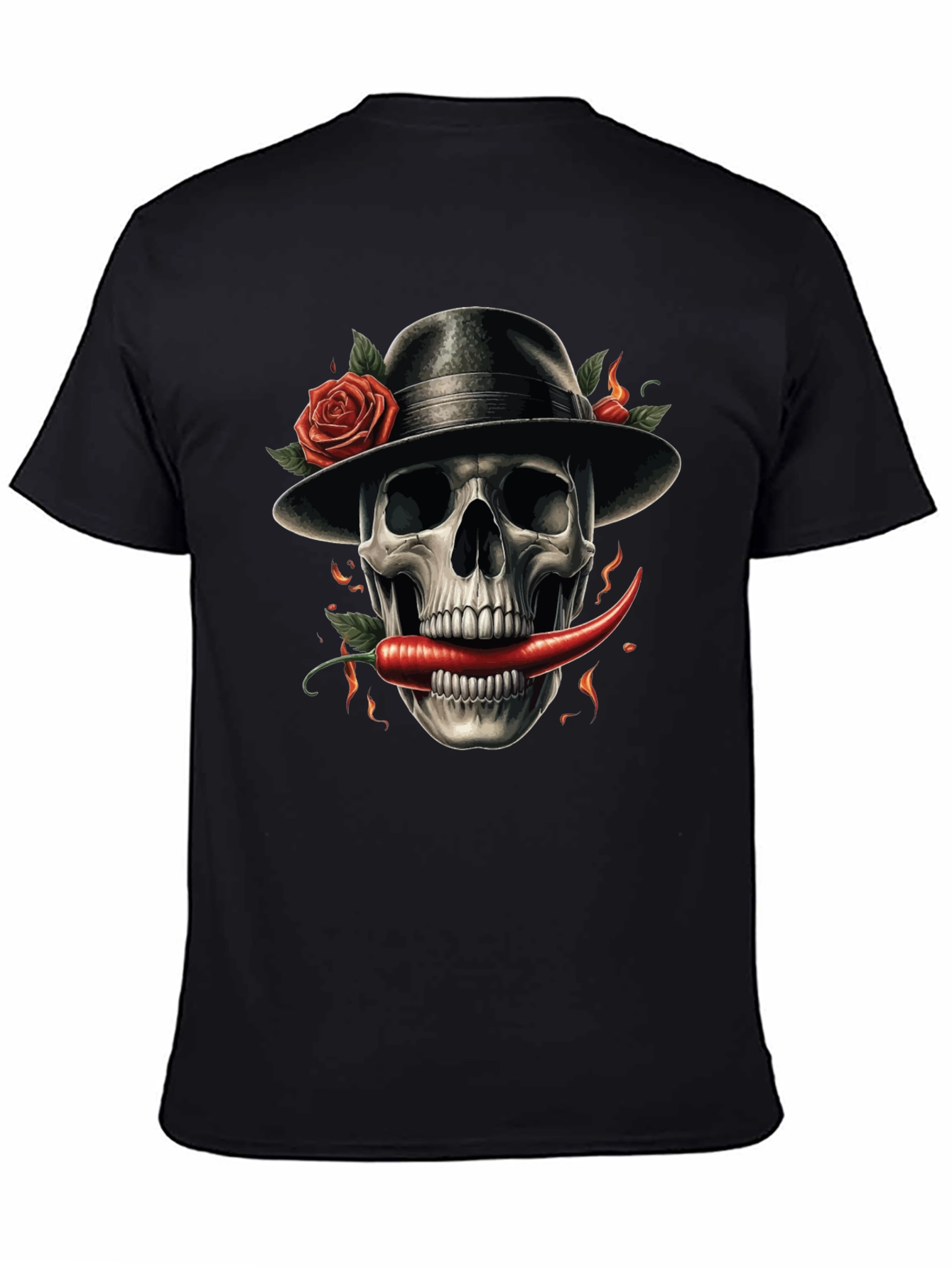 Skull with Pepper & Roses Graphic Tee